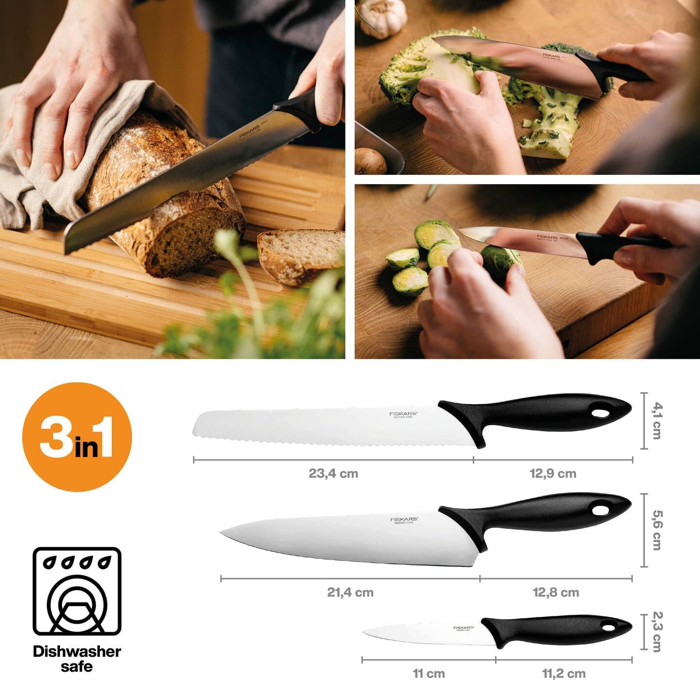 1065583 Essential Messer -Startkit, 3-tlg, Nachhaltige Verpackung / Starter-Set