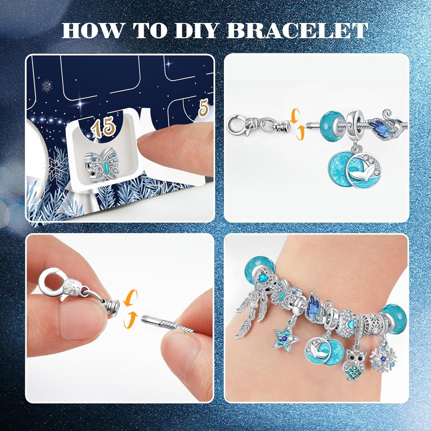 Adventskalender Schmuck-Bastelset, Blau