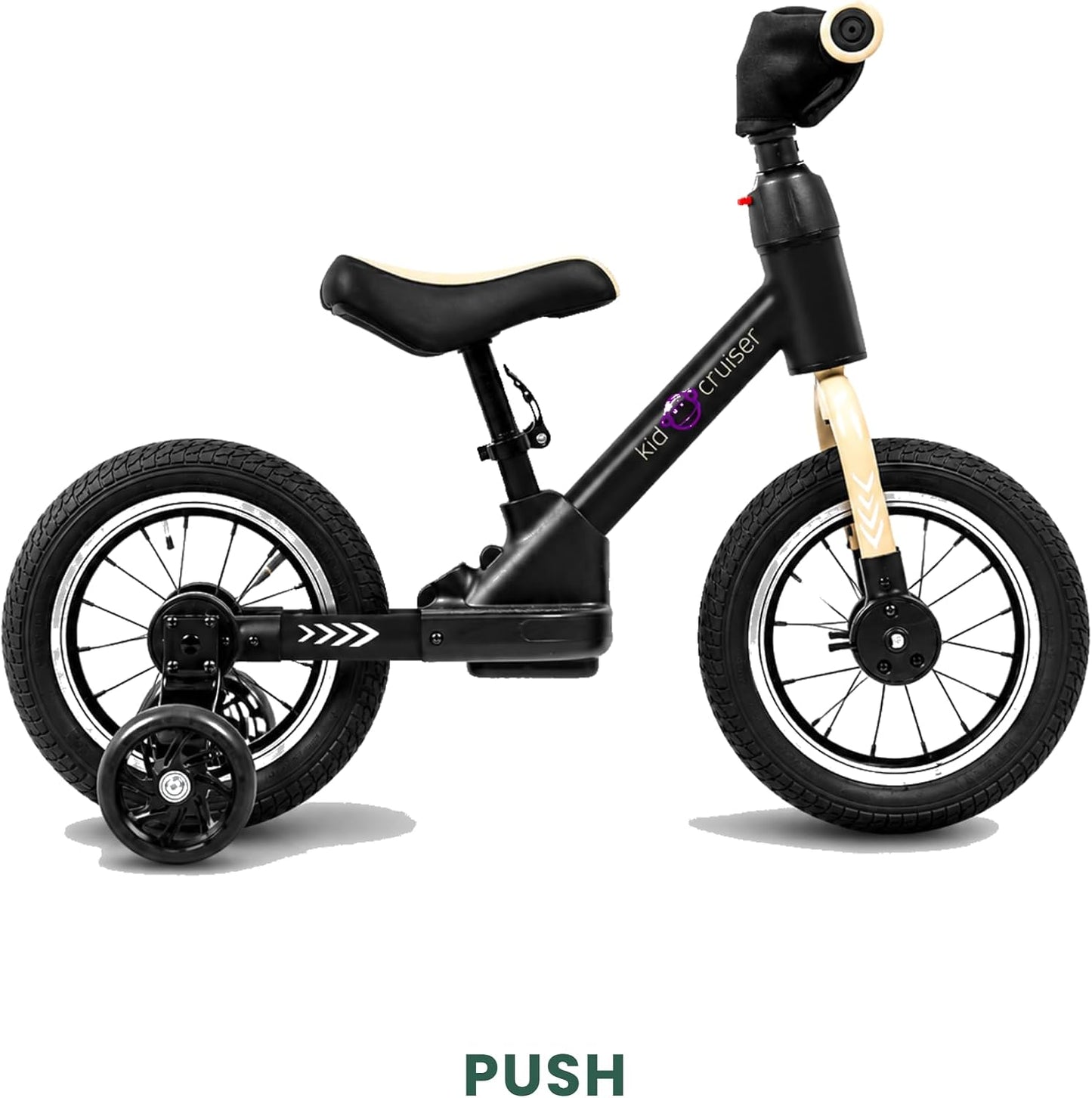 3in1 Laufrad mit LED-Rädern und Pedalen, Mattschwarz