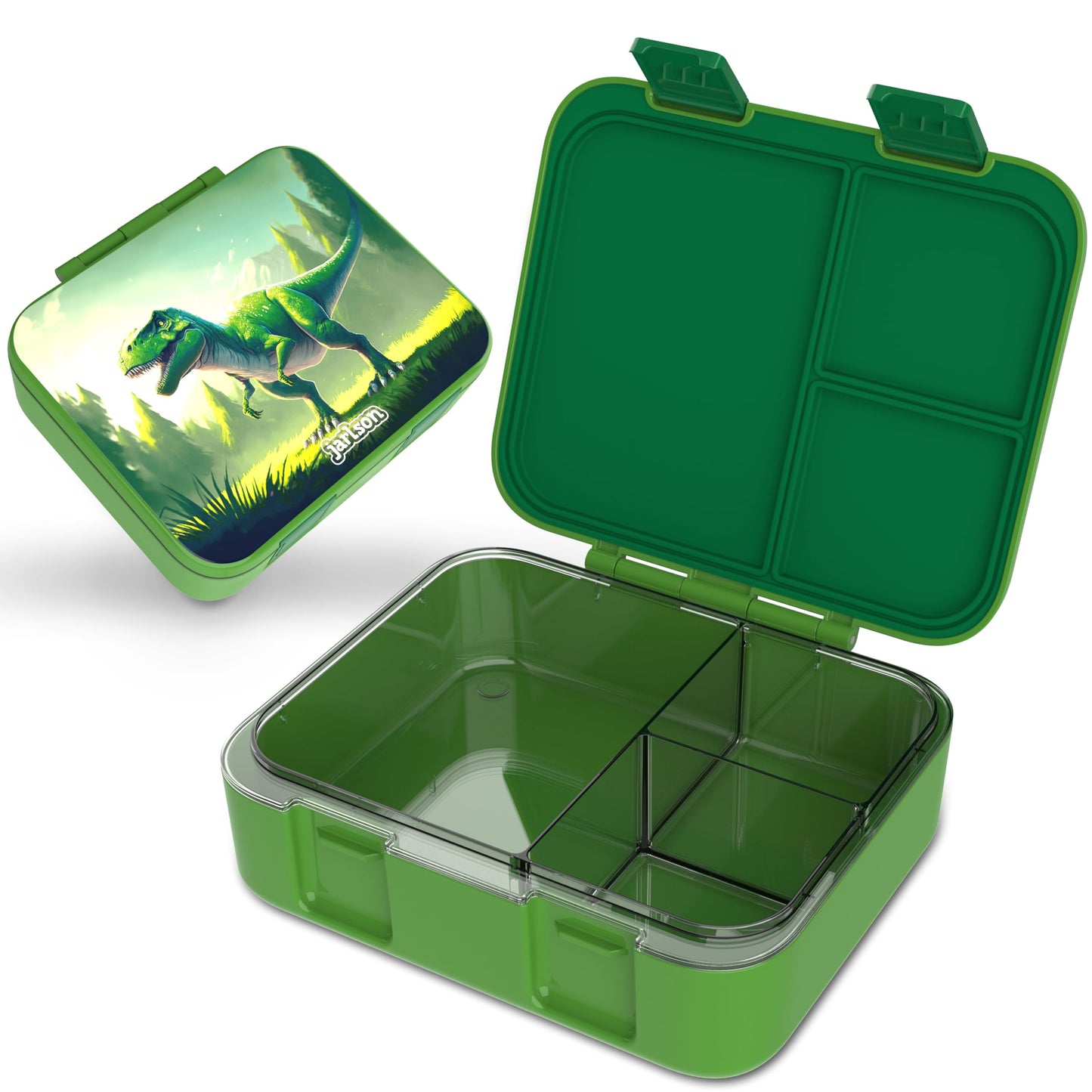 Kinder Bento Lunchbox mit Trennfächern, Dinosaurier Grün
