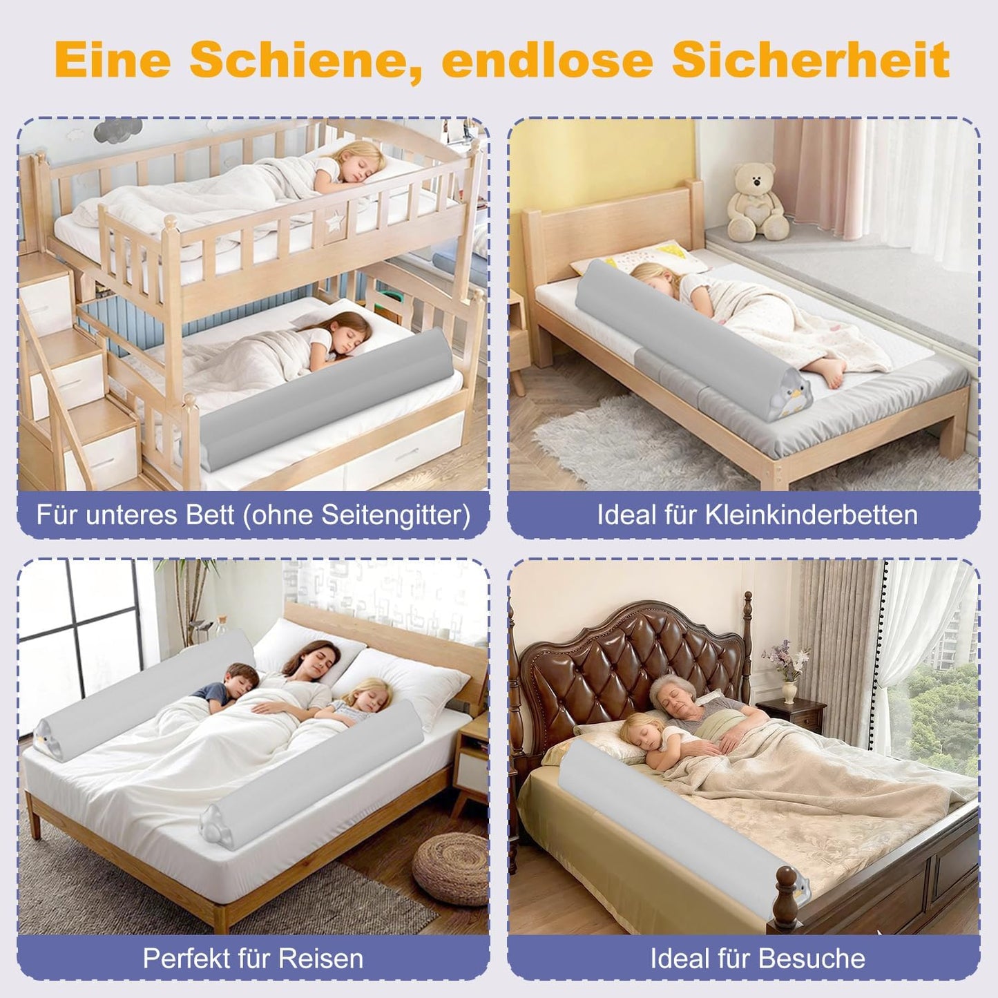 Aufblasbarer Rausfallschutz für Kinderbett (2er Set), 130cm -2er Set