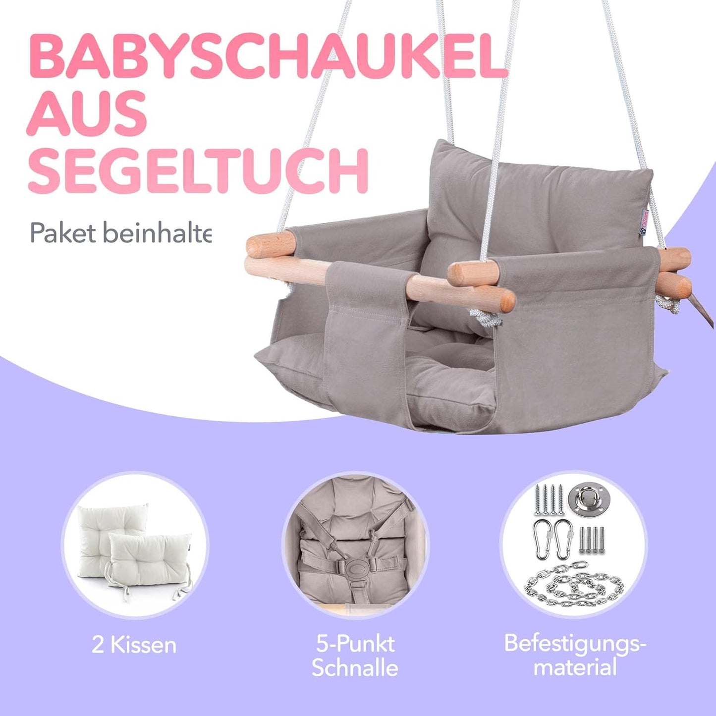 Babyschaukel, Taupe Grau
