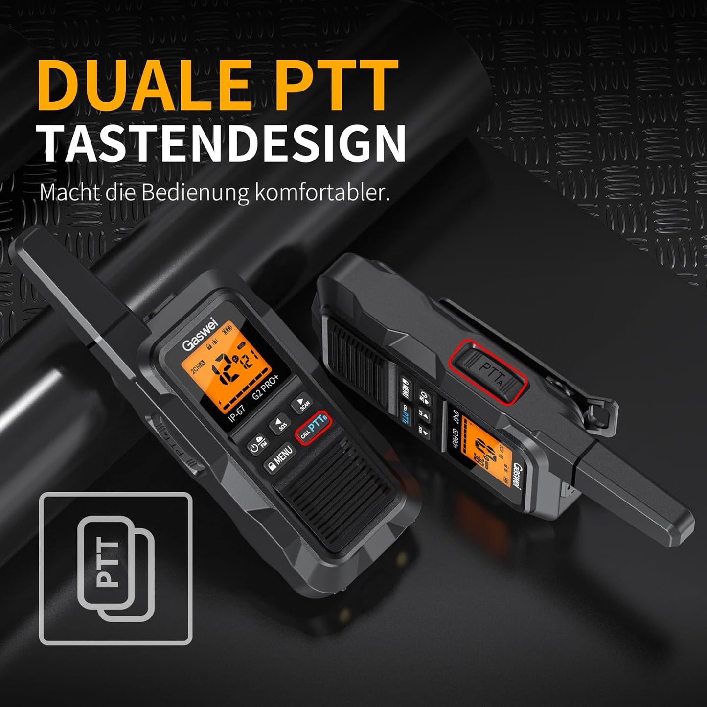 Professionelle Walkie-Talkies, 2 Pack-Black