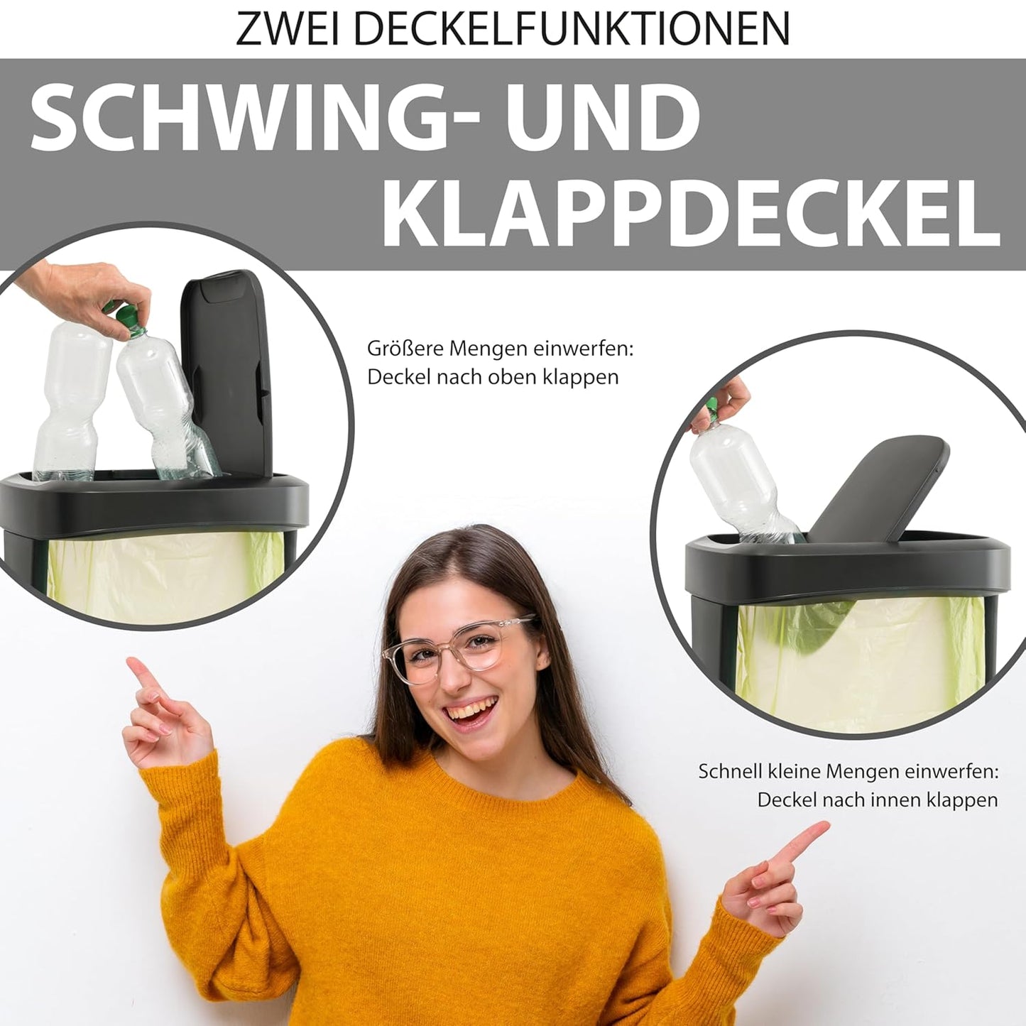 Müllsackständer mit Schwingdeckel, Schwarz 2