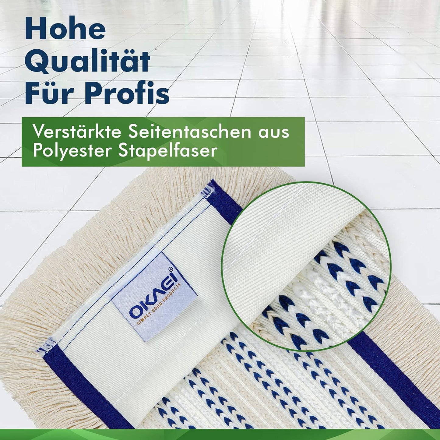 10-teiliges Wischmopp-Bezüge Set, 50 cm, 10 Stück Hospital Mop Beige