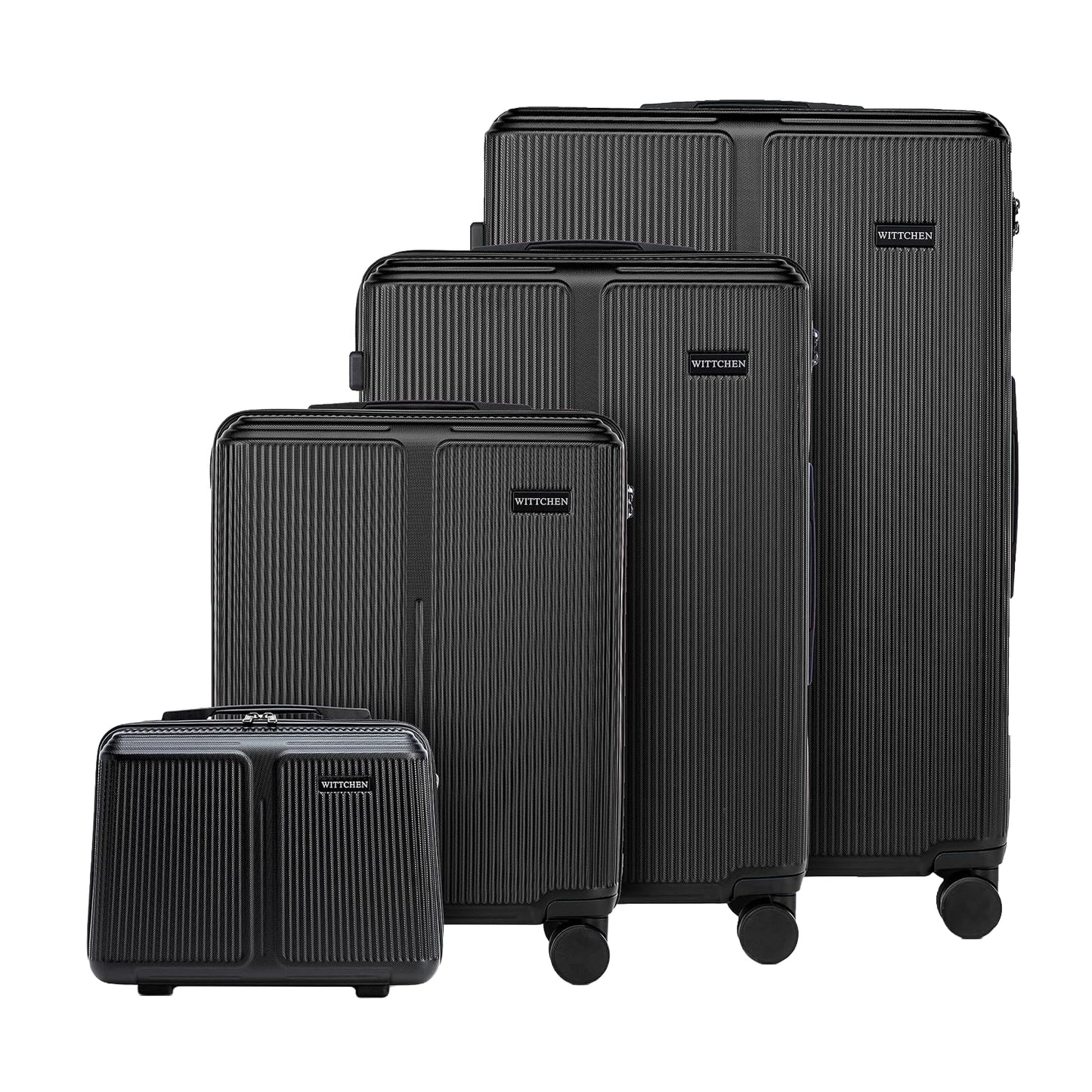 Hartschalen-Kofferset mit Kosmetiktasche (S-XL), Schwarz Kofferset (S, M, L, XL)