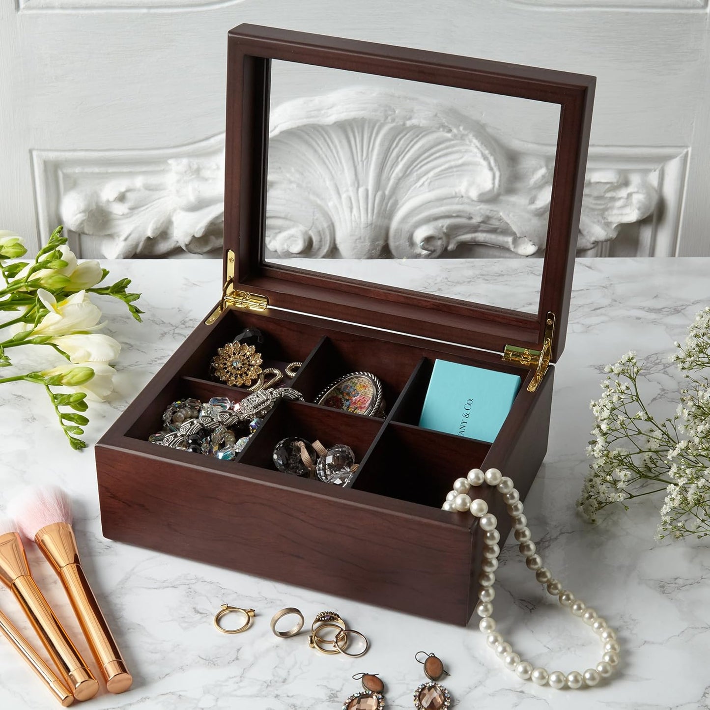 Tee-Aufbewahrungs-Box, Walnut 6-Compartment