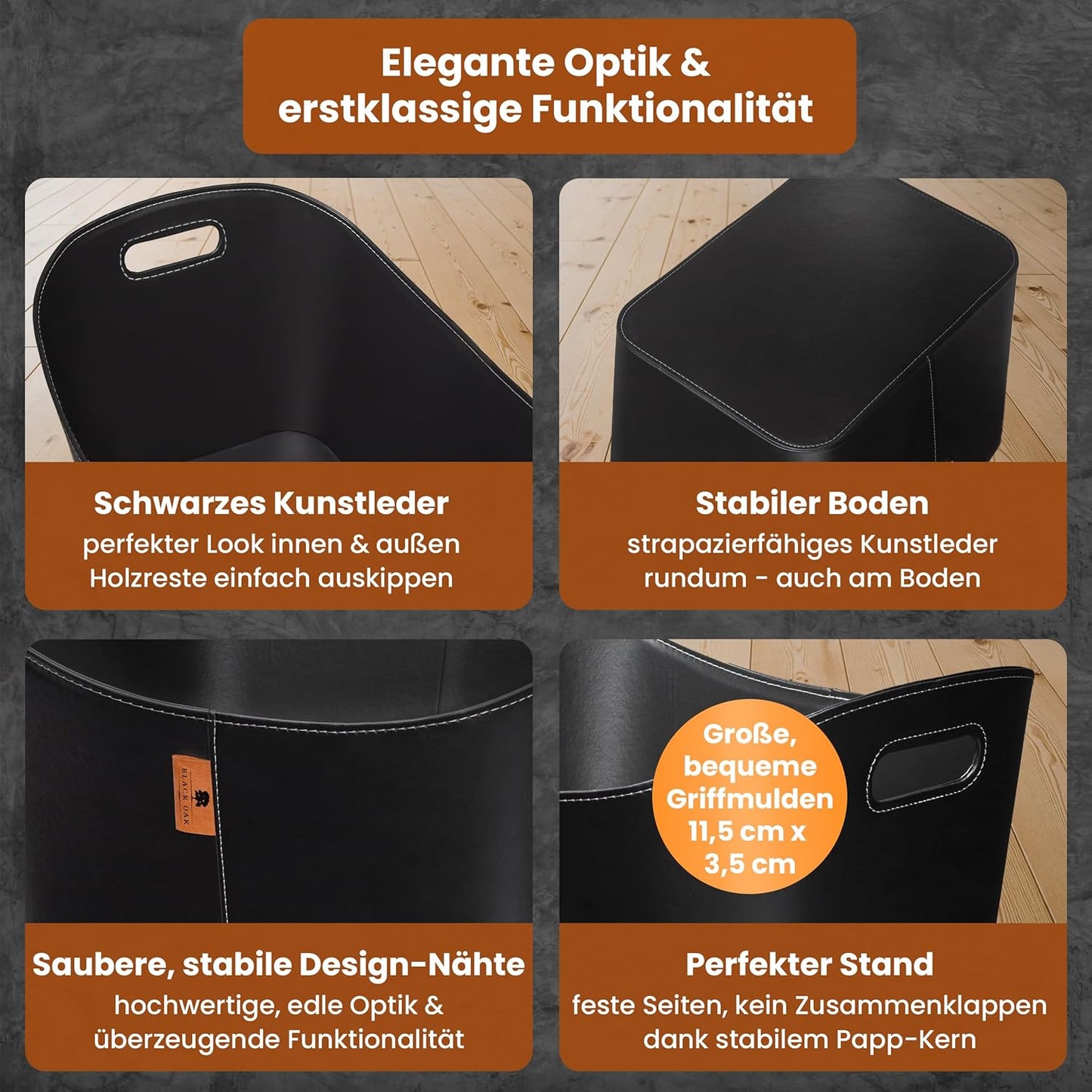 Holzkorb für Kaminholz, 80 Liter 1er Set