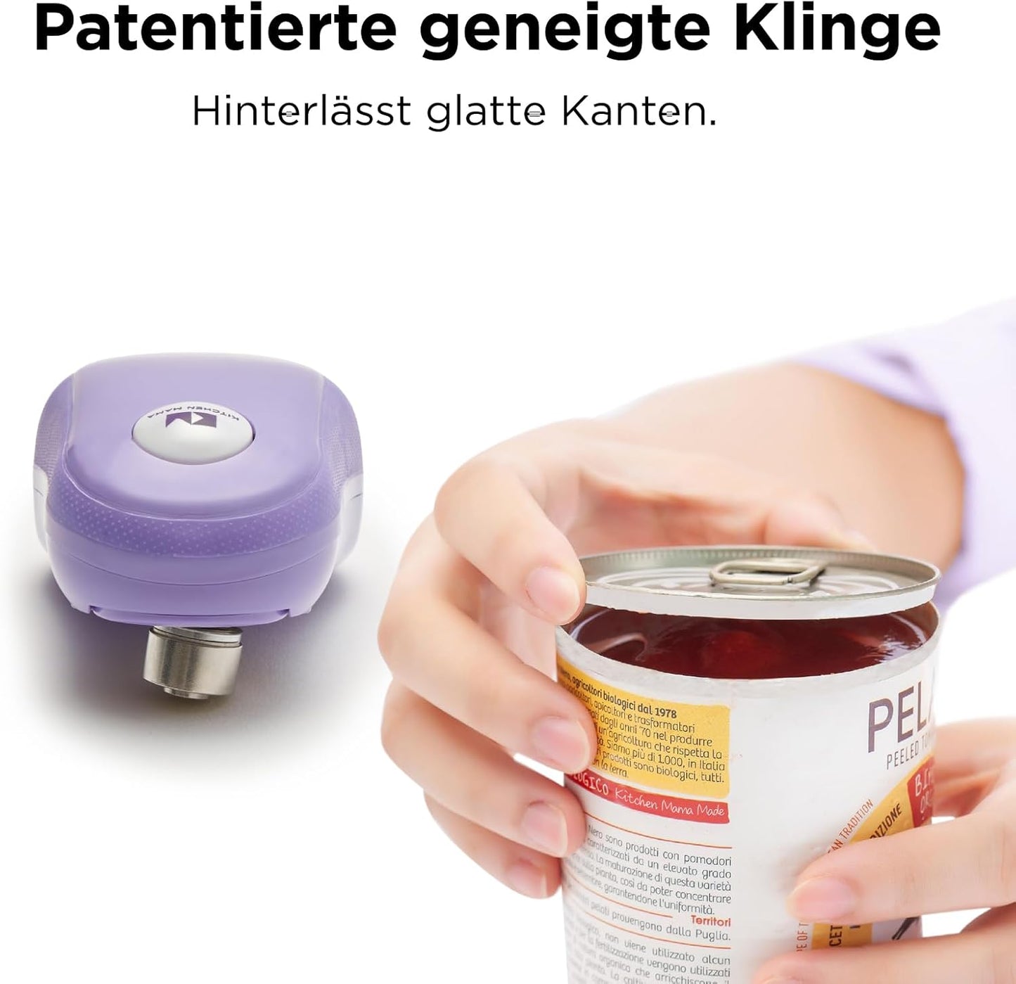 Elektrischer Dosenöffner One-Touch, ergonomisch, sicher, Lila
