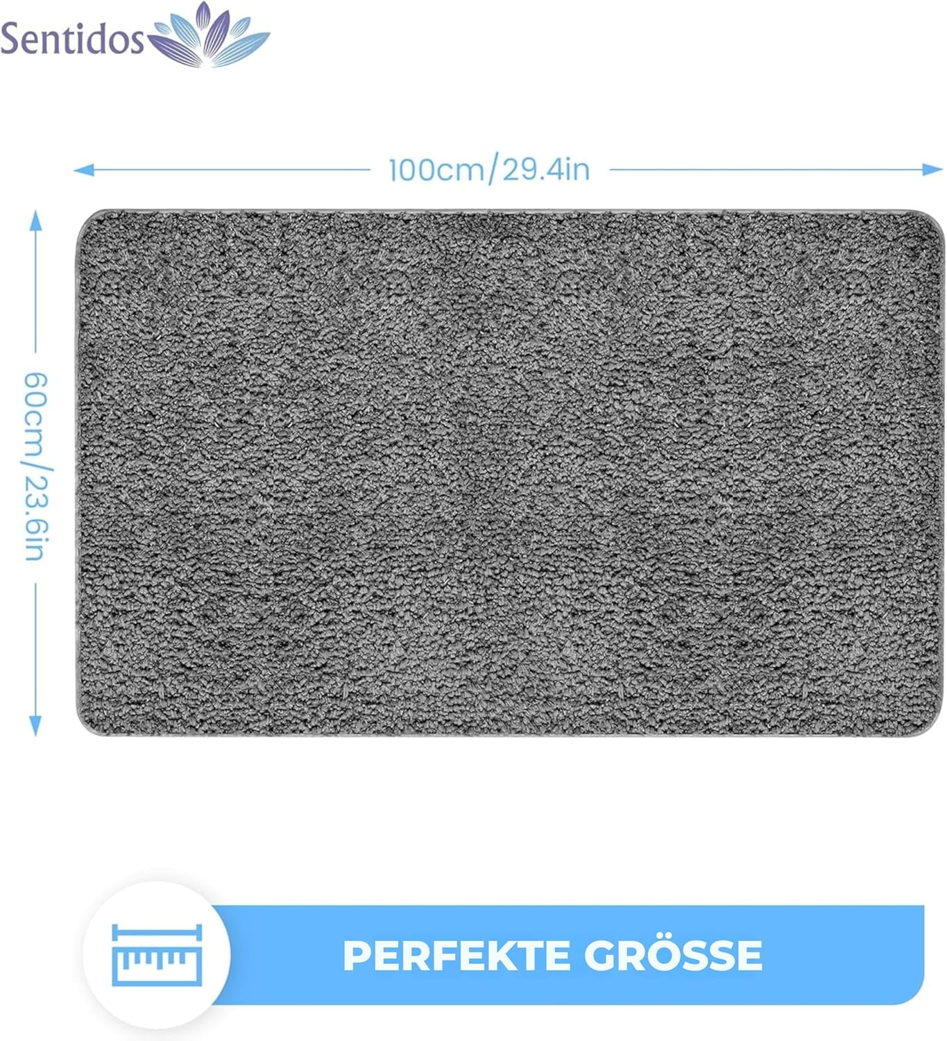 Badematte, Grau 60 x 100 cm