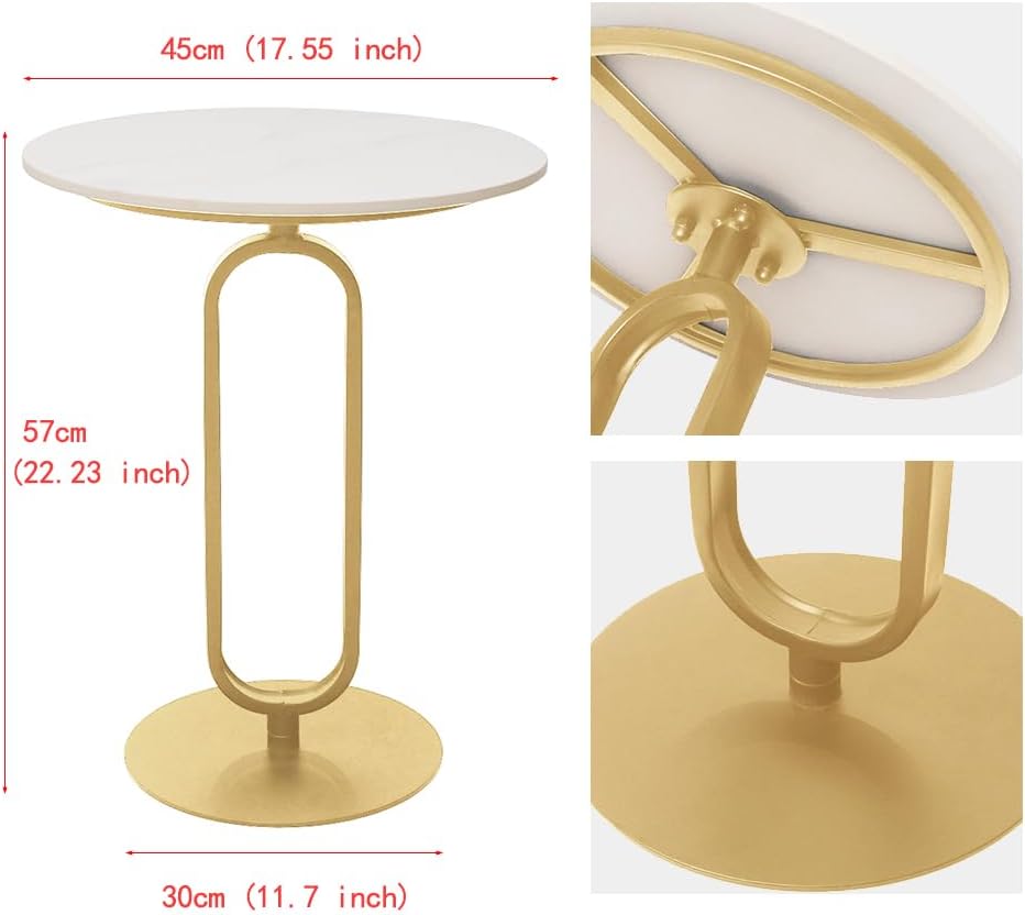 Runder Beistelltisch aus Marmor und Metall, Gold