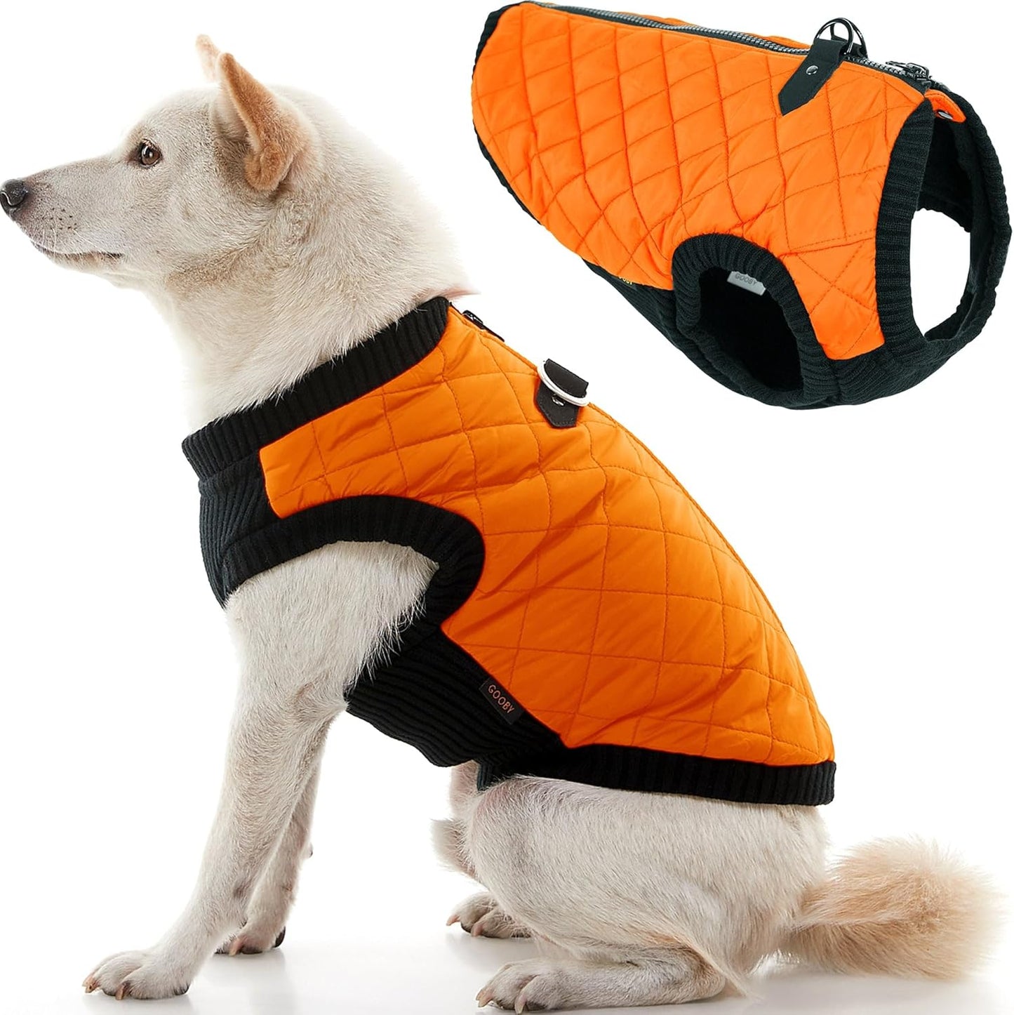 Modische Hundebomberweste mit Rautenmuster, Medium chest (~14.5") Orange