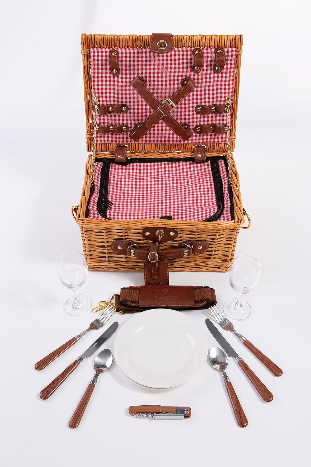 Picknickkorb, 1|Picknickkorb für 2 Personen - Rot