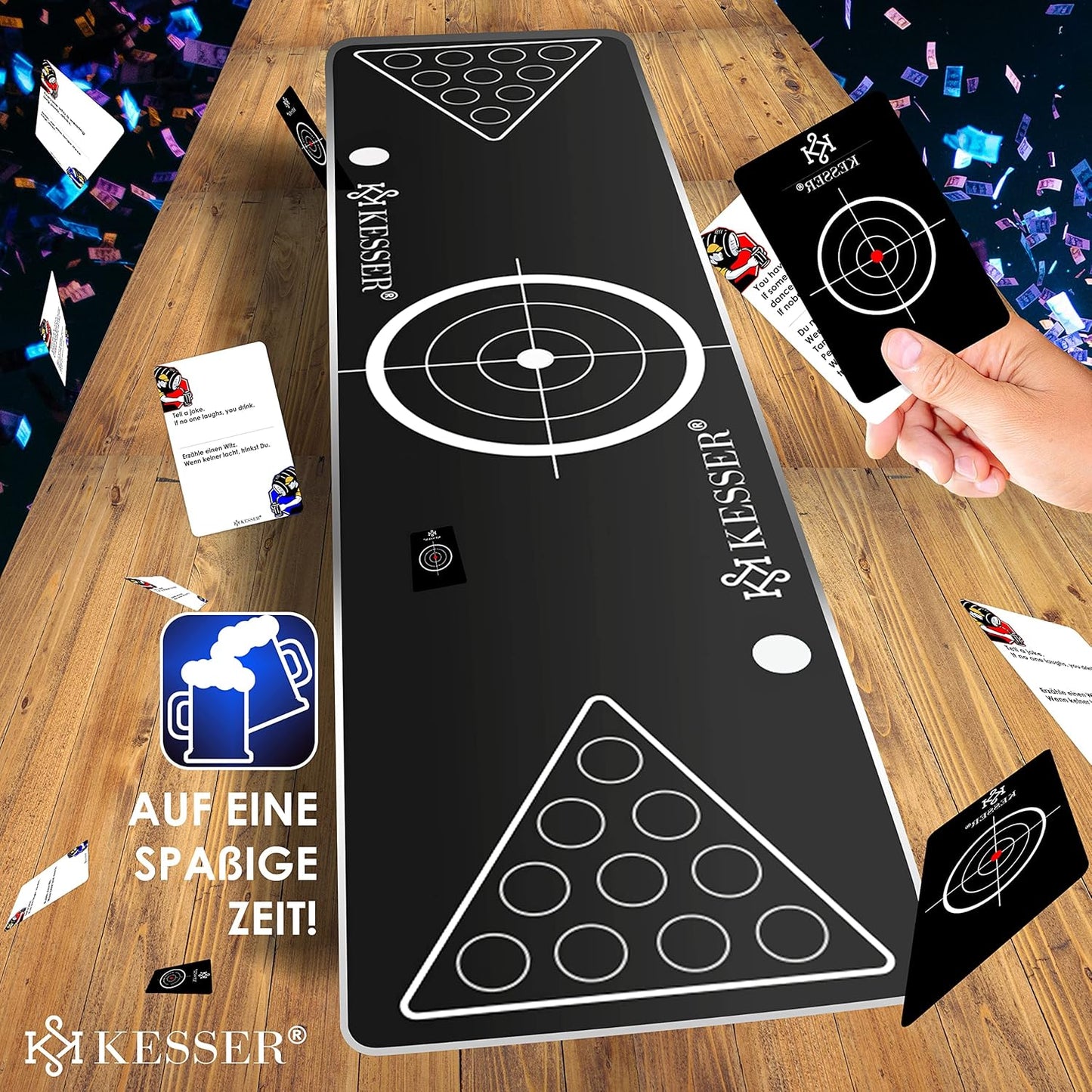 Bier Pong Tisch Set Classic mit Kartenspiel und Zubehör, Classic + Kartenspiel