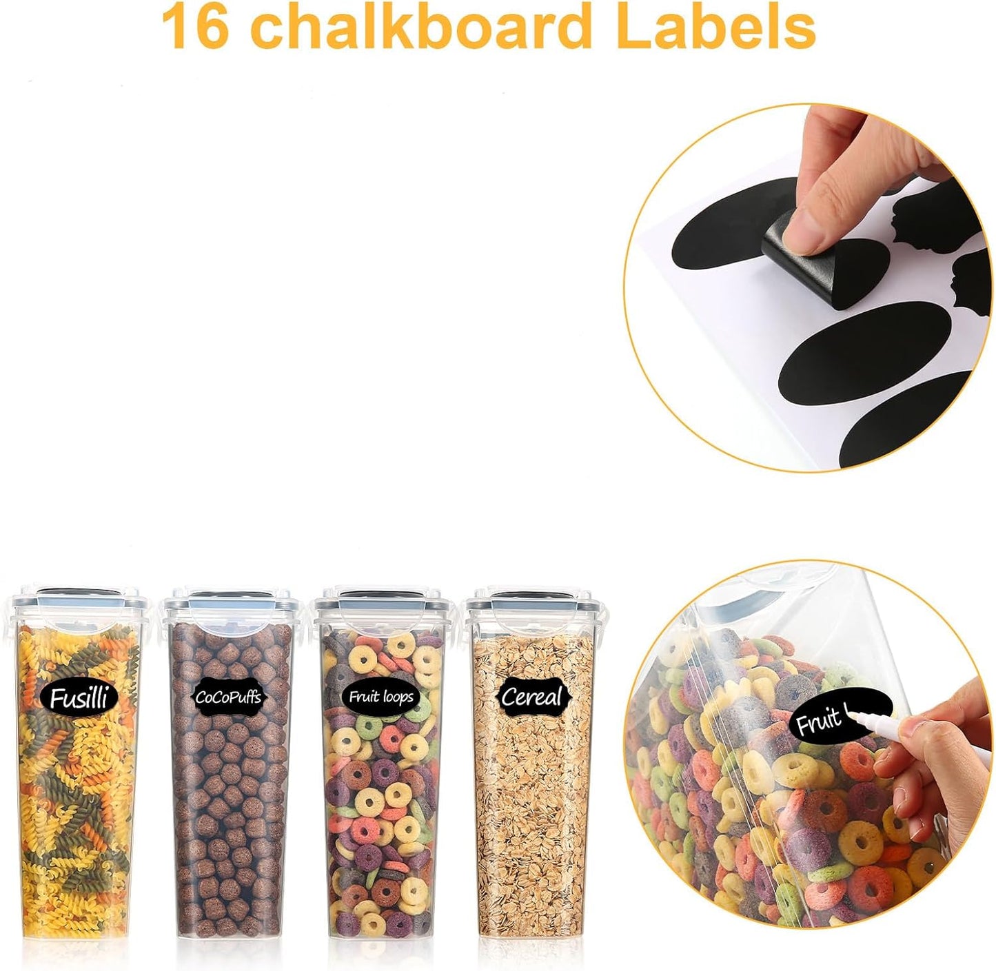 ‎4-teiliges Vorratsdosen Set mit 16 Etiketten, YH-308-4PCS