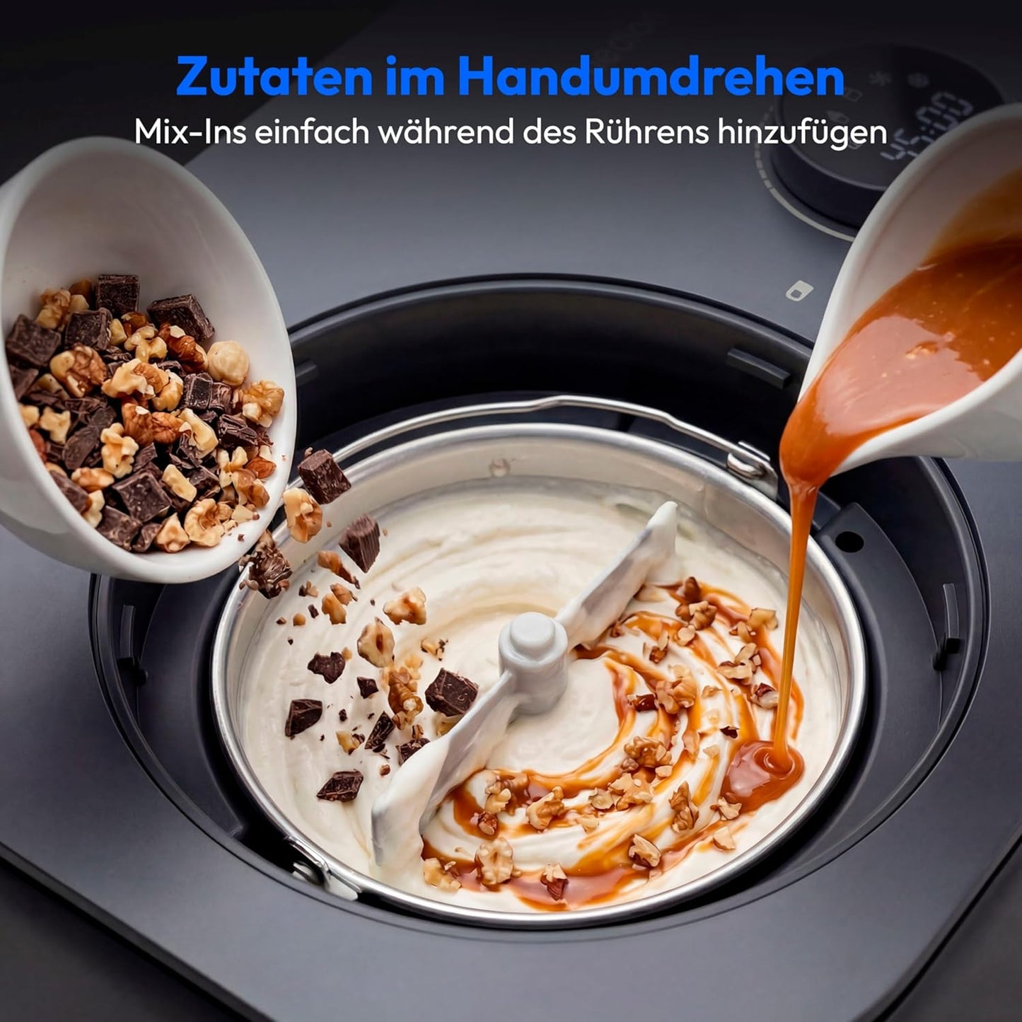 Eismaschine mit 1L Kapazität und LED-Touchdisplay