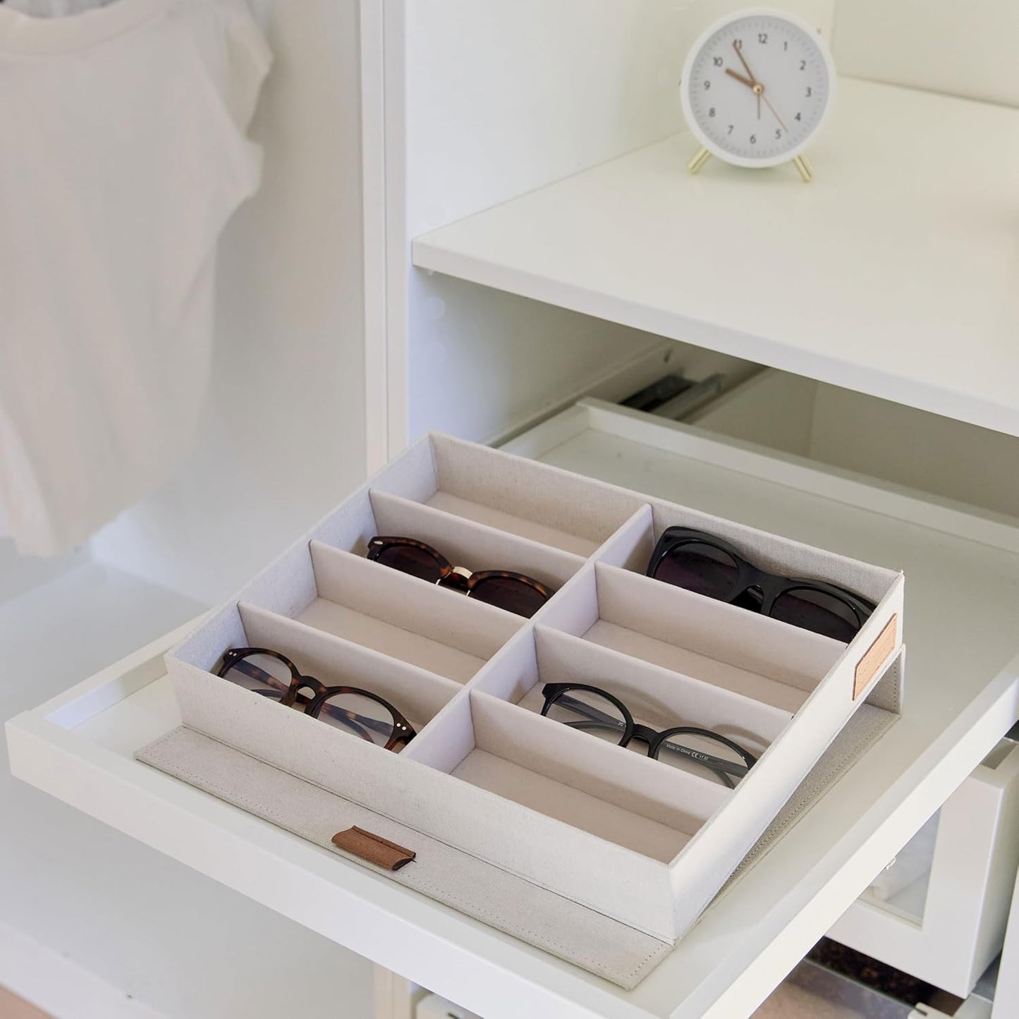 Brillenbox für 8 Sonnenbrillen, Beige