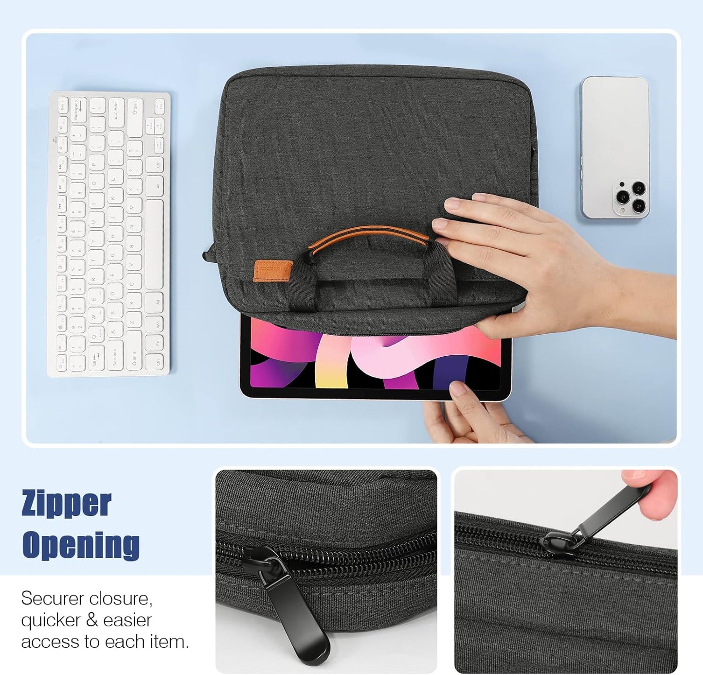 Tablet Tragetasche, 12.9 / Schwarz+grau