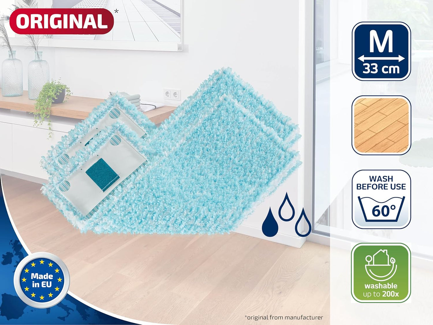 5er-Set Wischbezug Clean Twist M Ergo, Parkett Klett 5er Set
