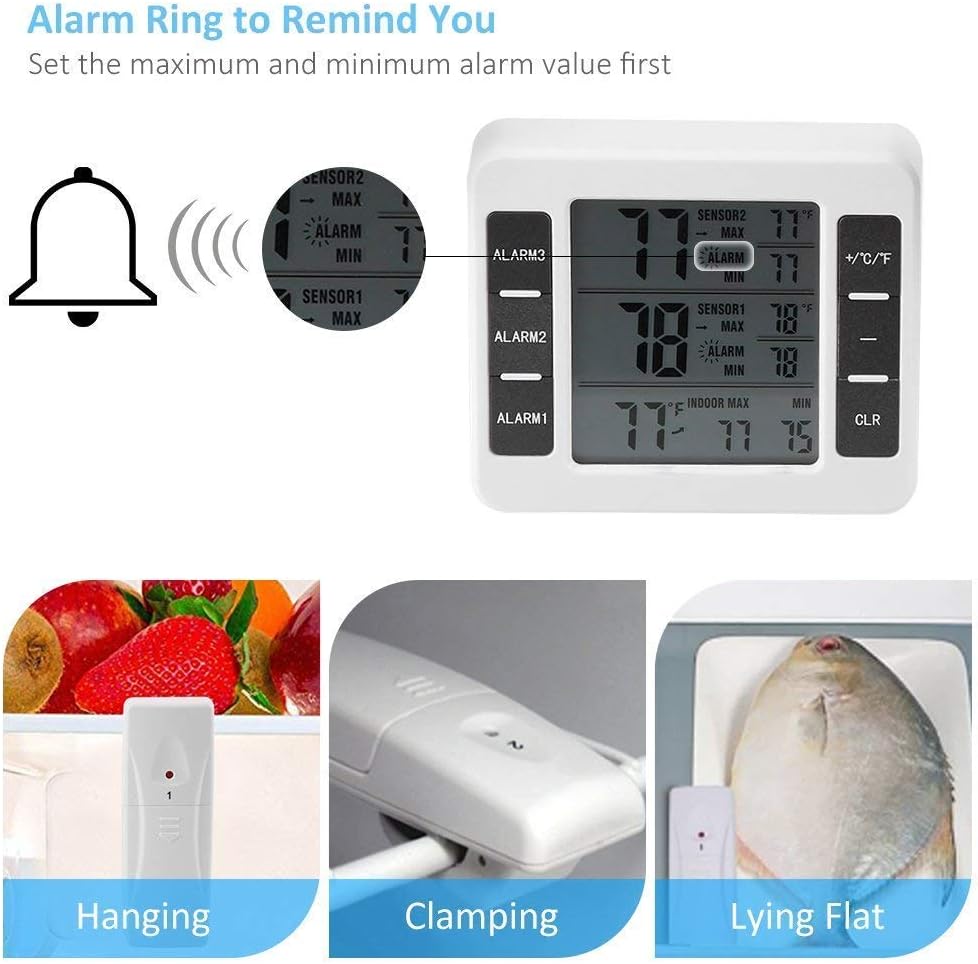 Digitales Kühlschrank- und Gefrierschrank-Thermometer mit LCD