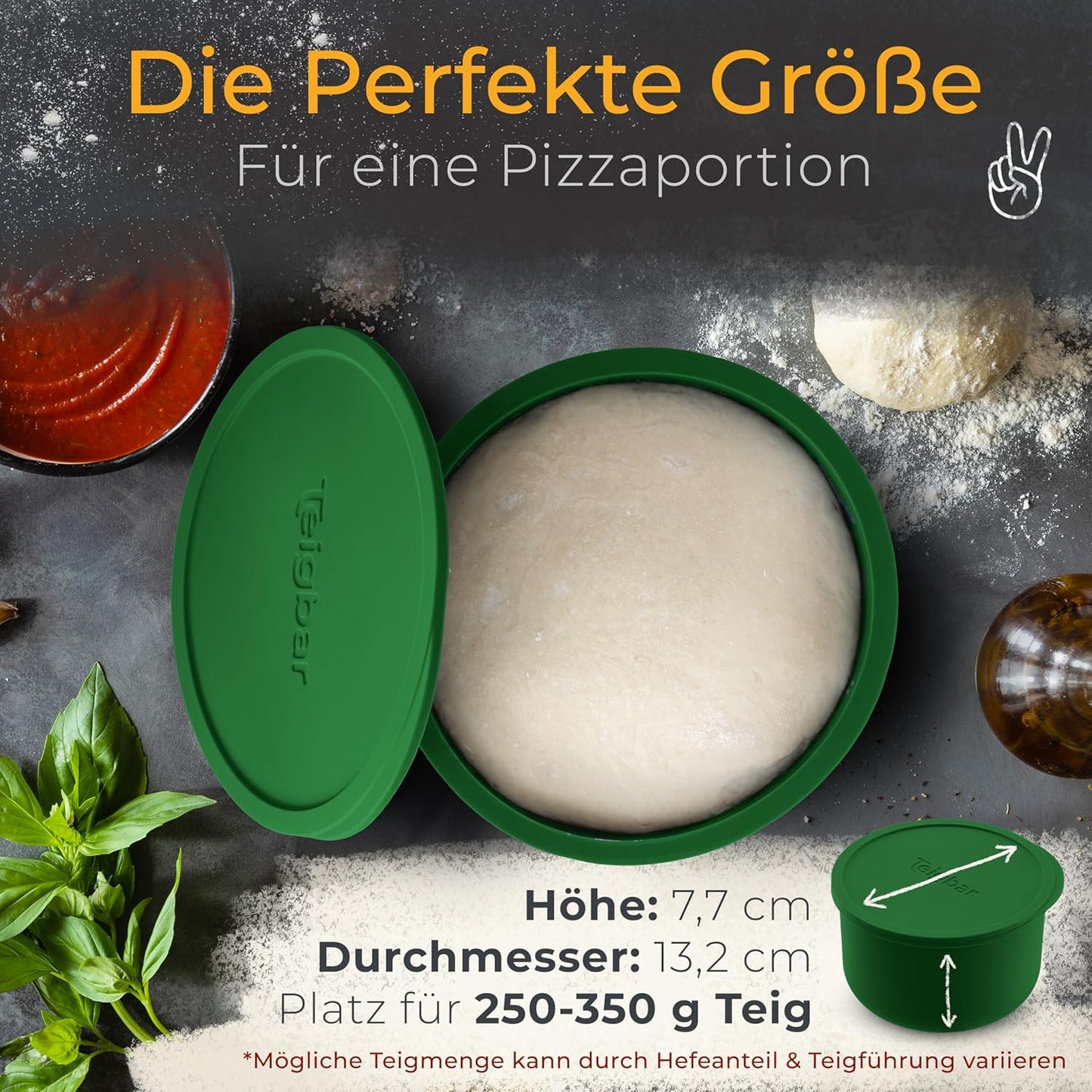 6er-Set Pizzaballenbox mit Deckel, Weiss/Grün 6er Set
