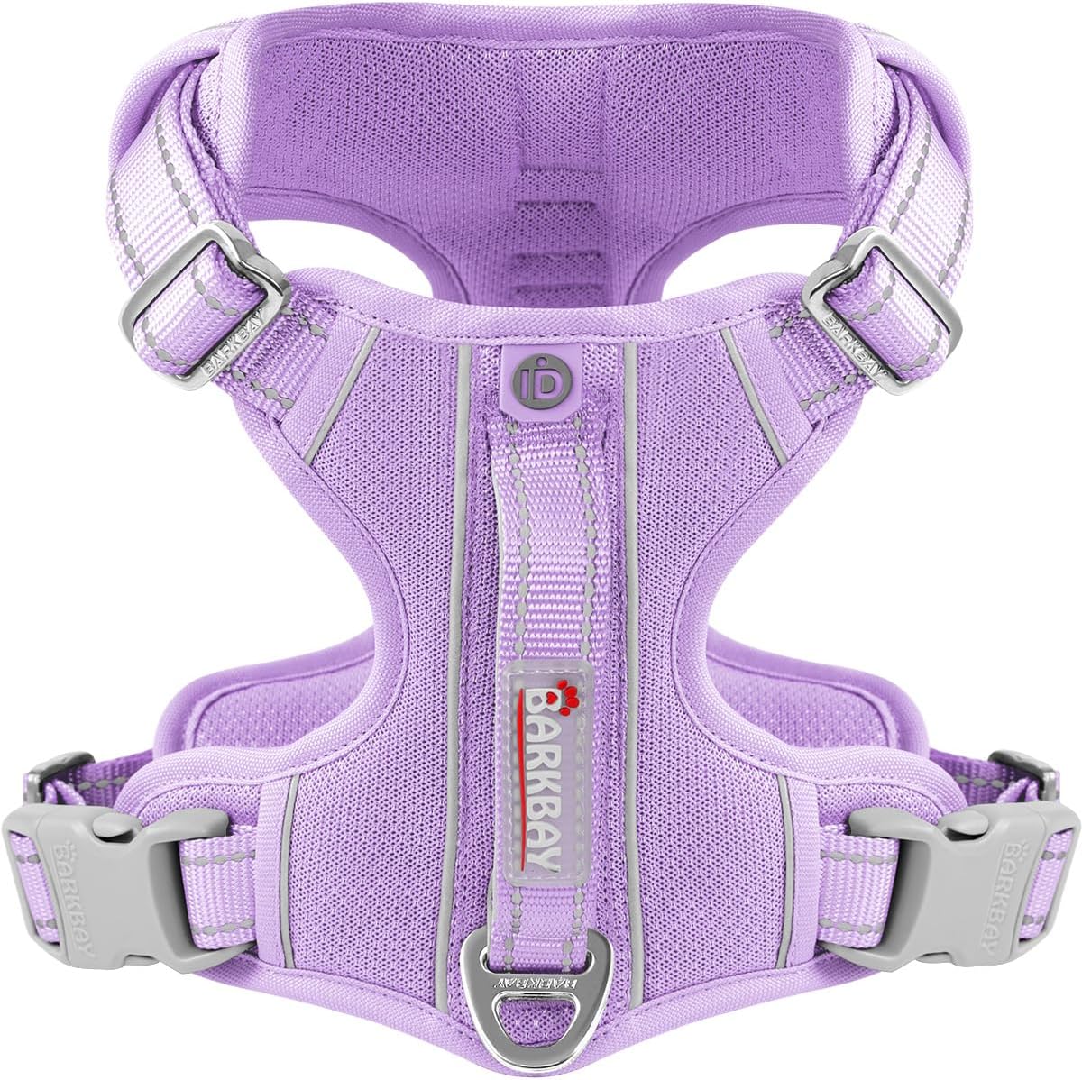 Reflektierendes Hundegeschirr mit ID-Tag Tasche, Medium(Chest:22.5-28") Lila