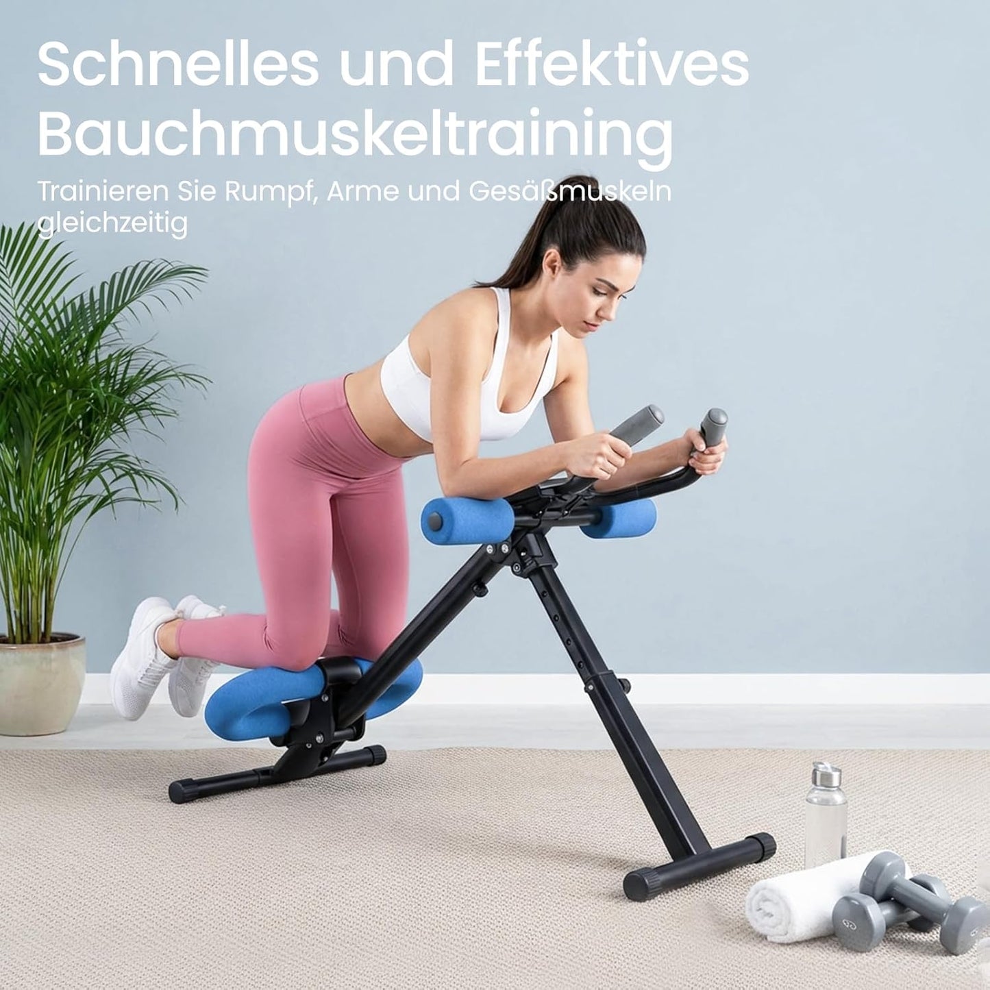 Bauchtrainer faltbar, Schwarz