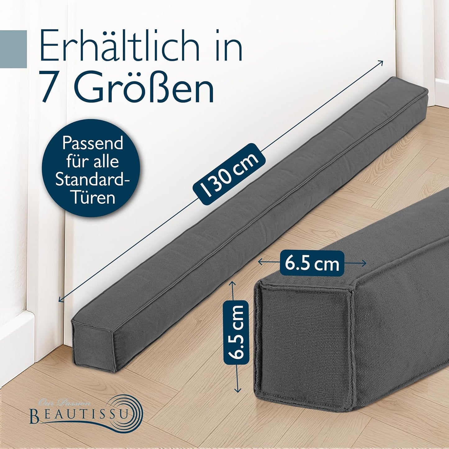 Zugluftstopper für Türen und Fenster, Anthrazit 130 cm