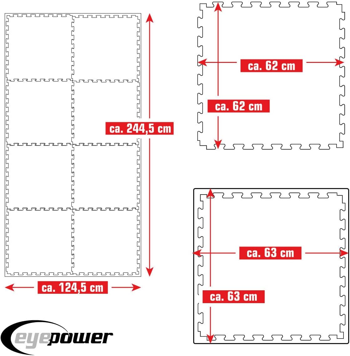 Bodenschutzmatte für Geräte – 8er Set, 2 cm stark