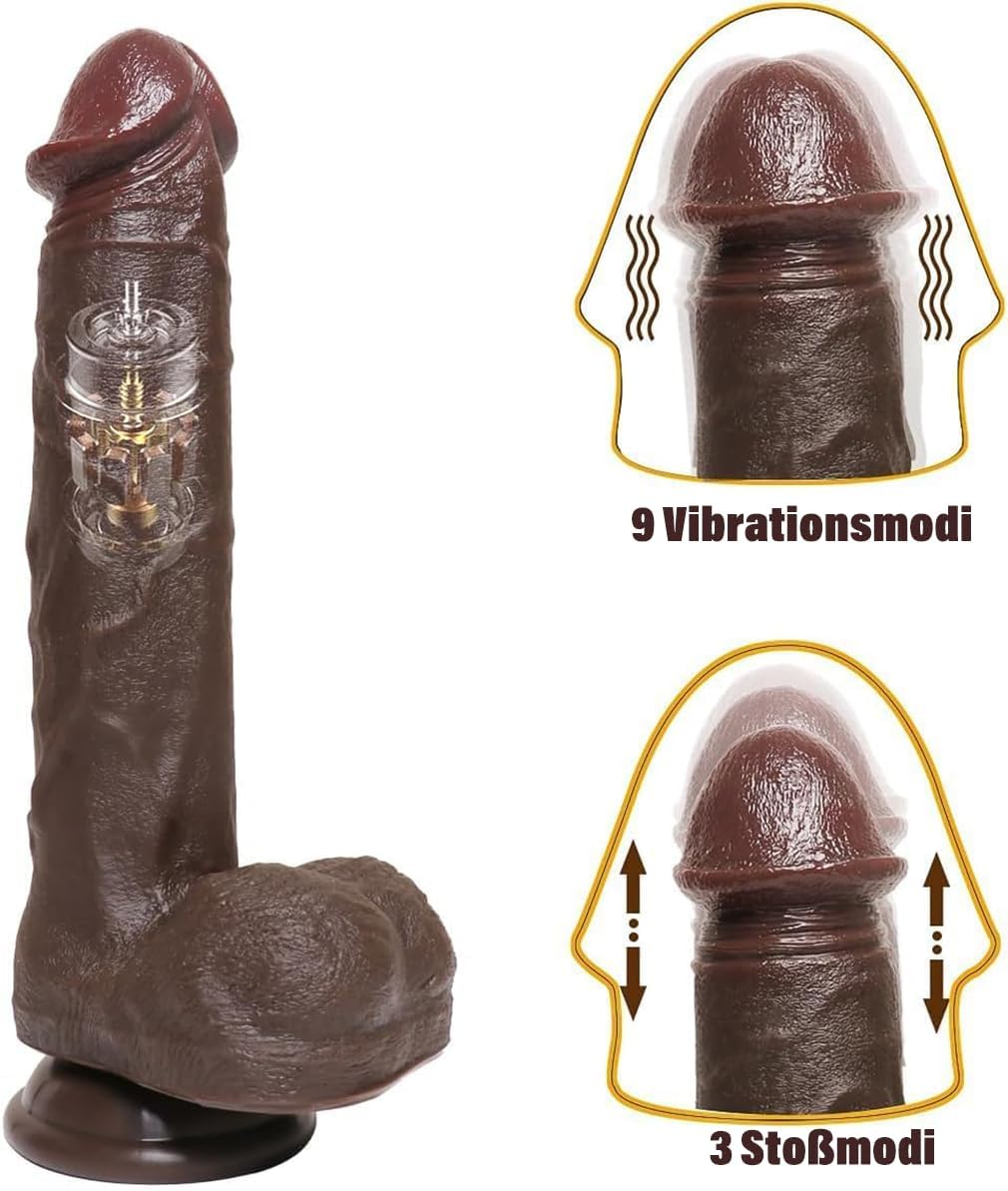 Dildo mit Saugnapf & Vibrationsmodi, Braun