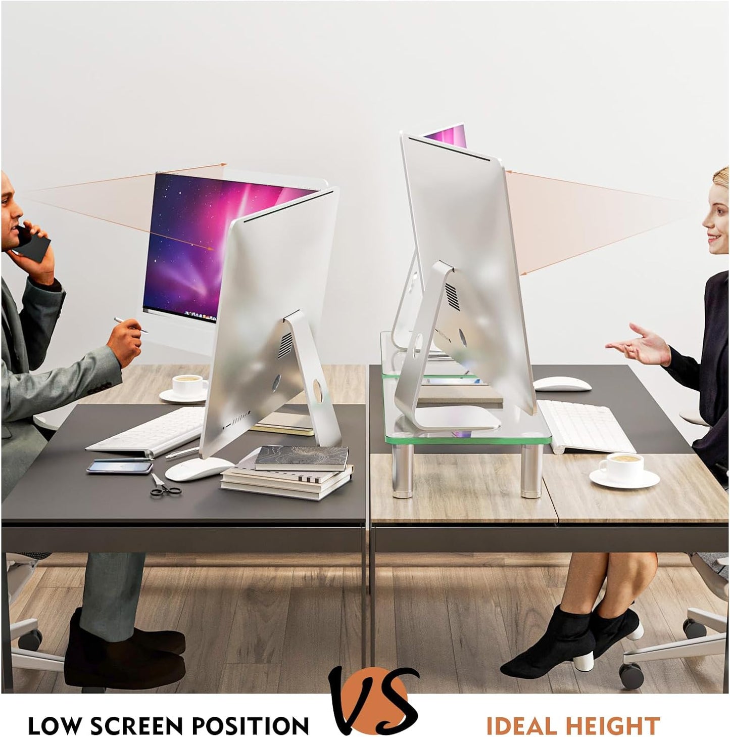 Höhenverstellbarer Monitor-Ständer aus Glas, M