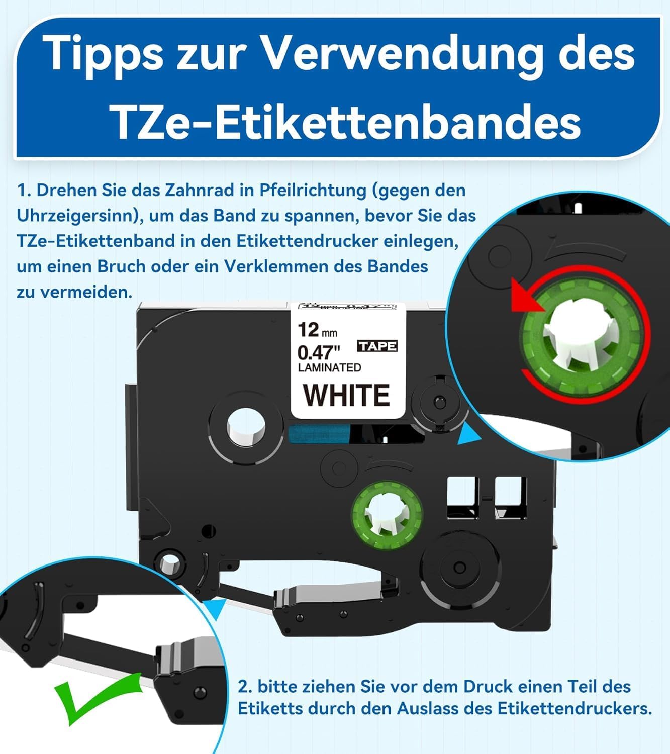 5er-Pack Ersatzband (12mm) für Beschriftungsgerät, 12mm Ersatz für Schriftband Brother P-touch Bänder 12mm Tze Aze 231 TZ-231 (Packung mit 5)