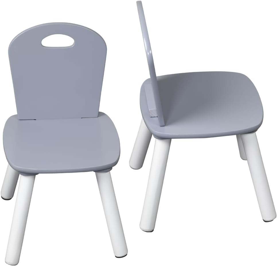 Kindertisch mit 2 Stühlen, Weiss, Grau