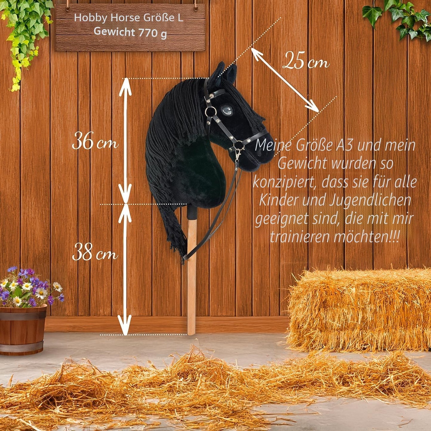 Hobby Horse Frison Nero A3 mit Zubehör-Set
