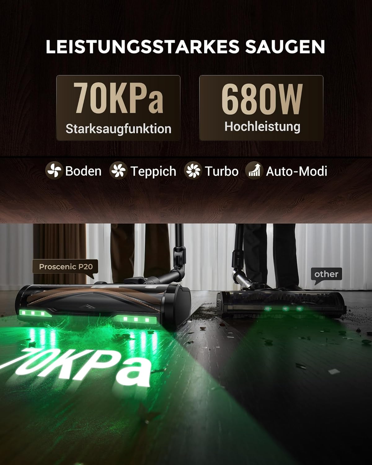 P20 Akku-Staubsauger mit Wischfunktion, Aurum Black
