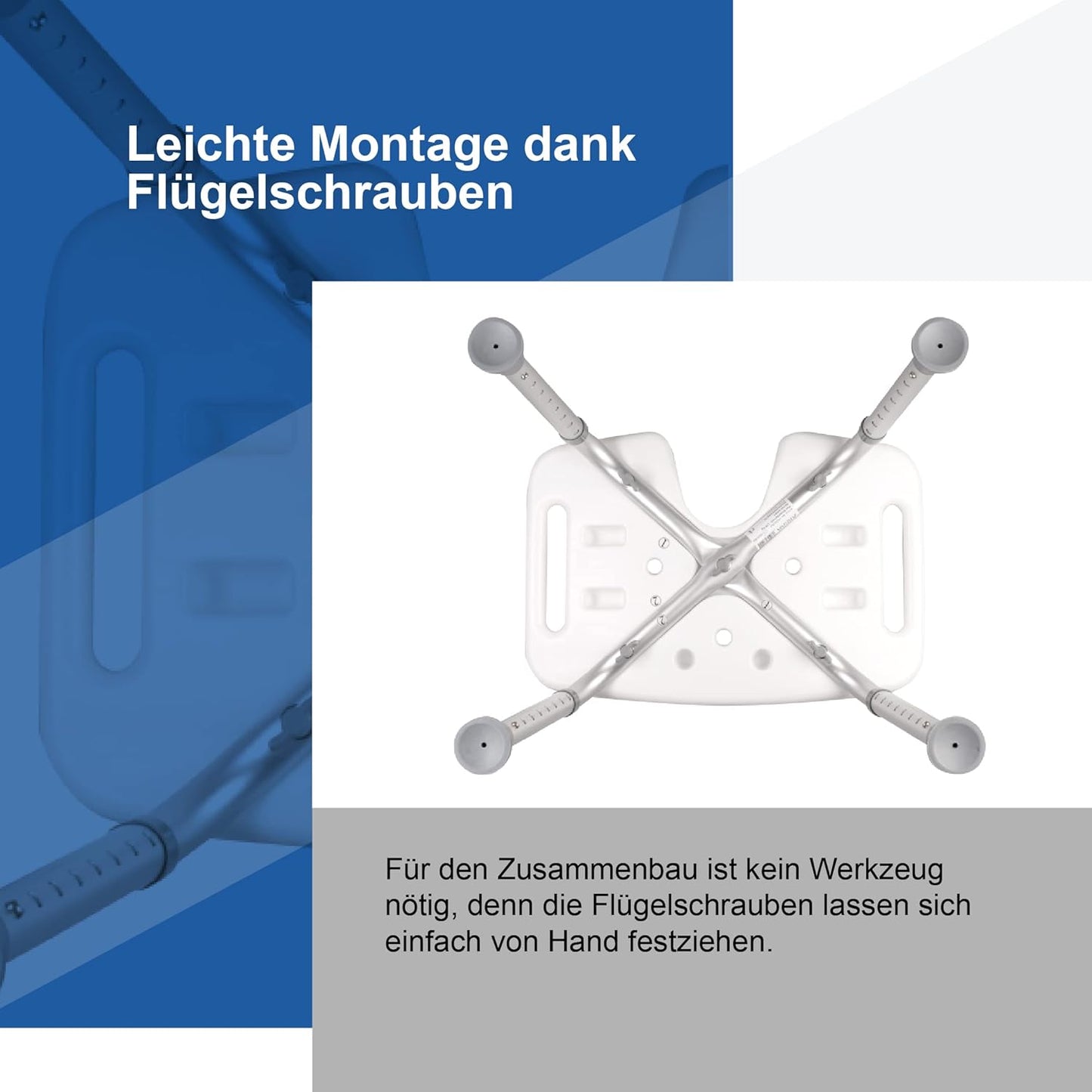 Höhenverstellbarer Duschhocker mit Hygieneausschnitt, Mit Hygieneausschnitt