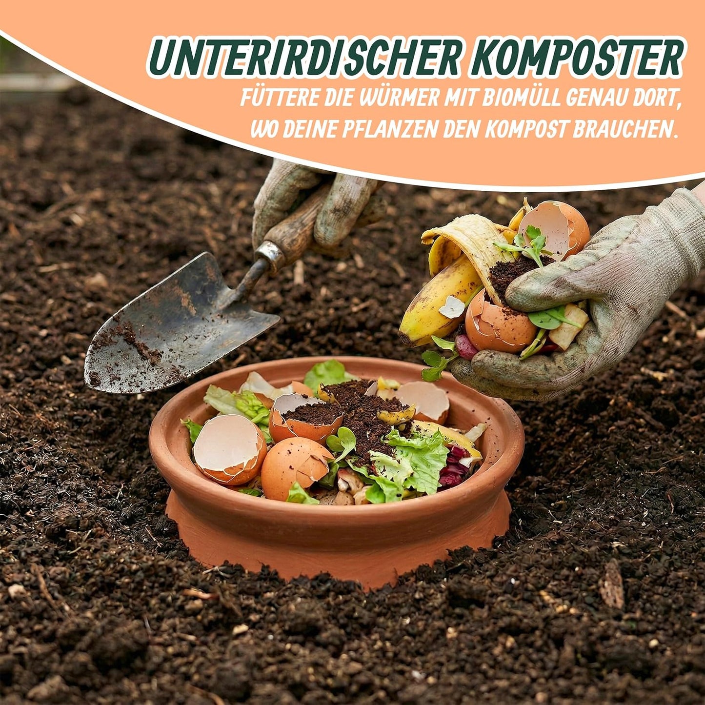 Wurmkomposter zum Eingraben mit Deckel, 5 L