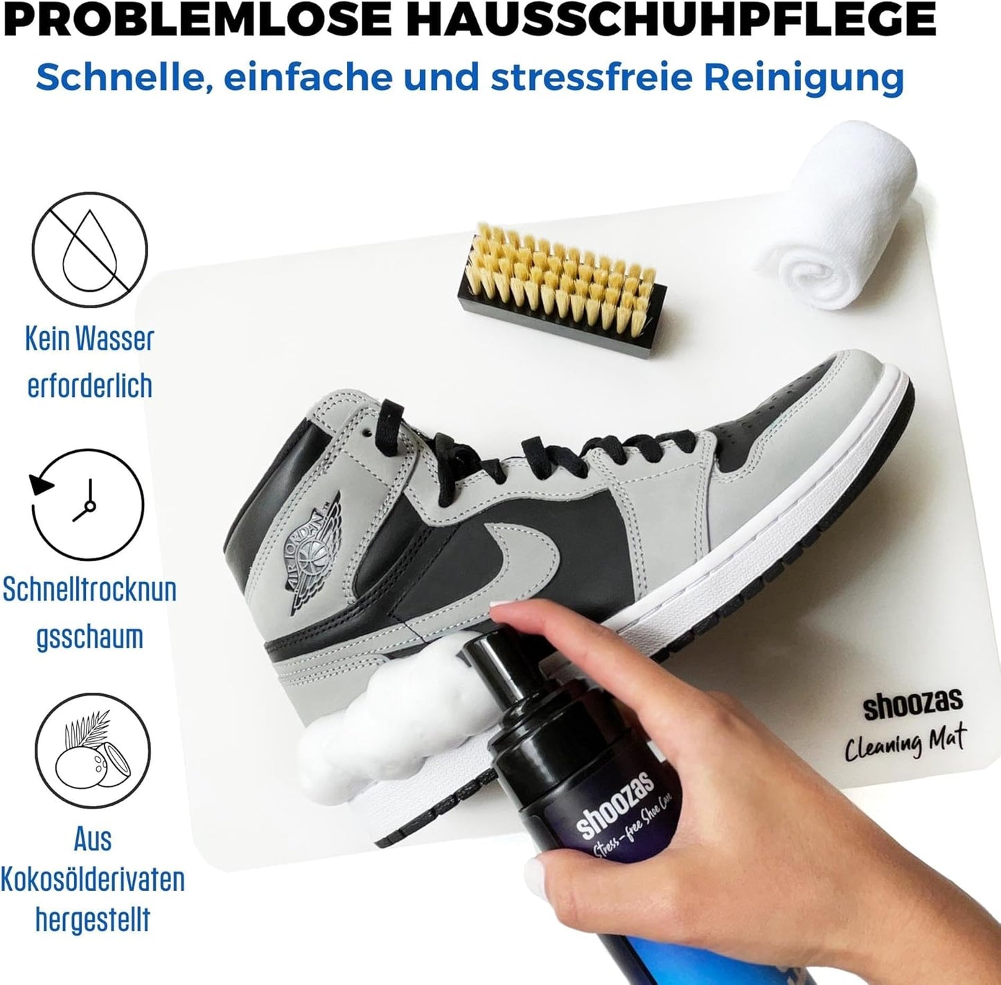 Schuhreinigungsset mit Schaumreiniger & Zubehör, Reinigungsset