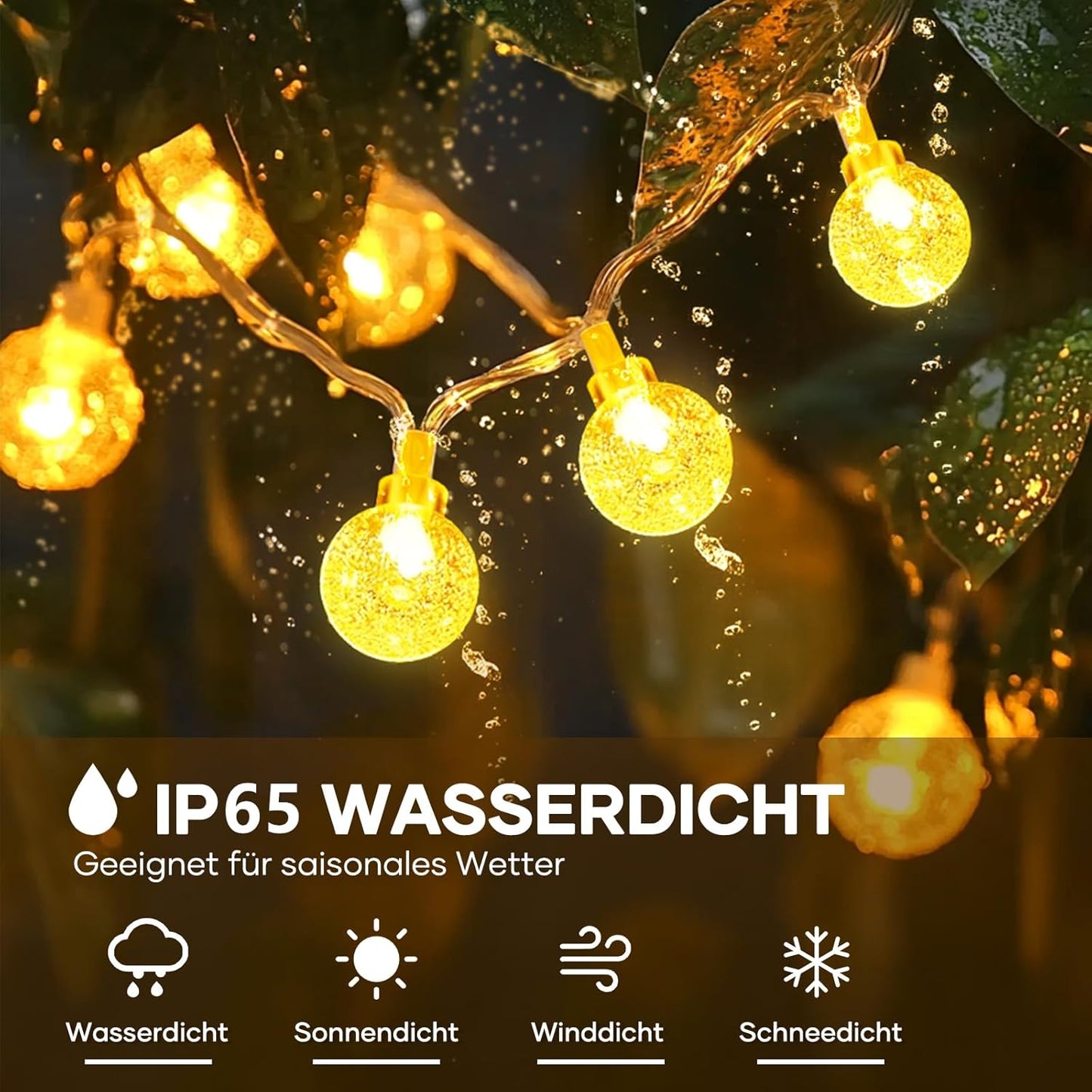 LED Lichterkette mit Fernbedienung, 200 LEDs, 8 Modi, dimmbar, Warmweiß-a 27M