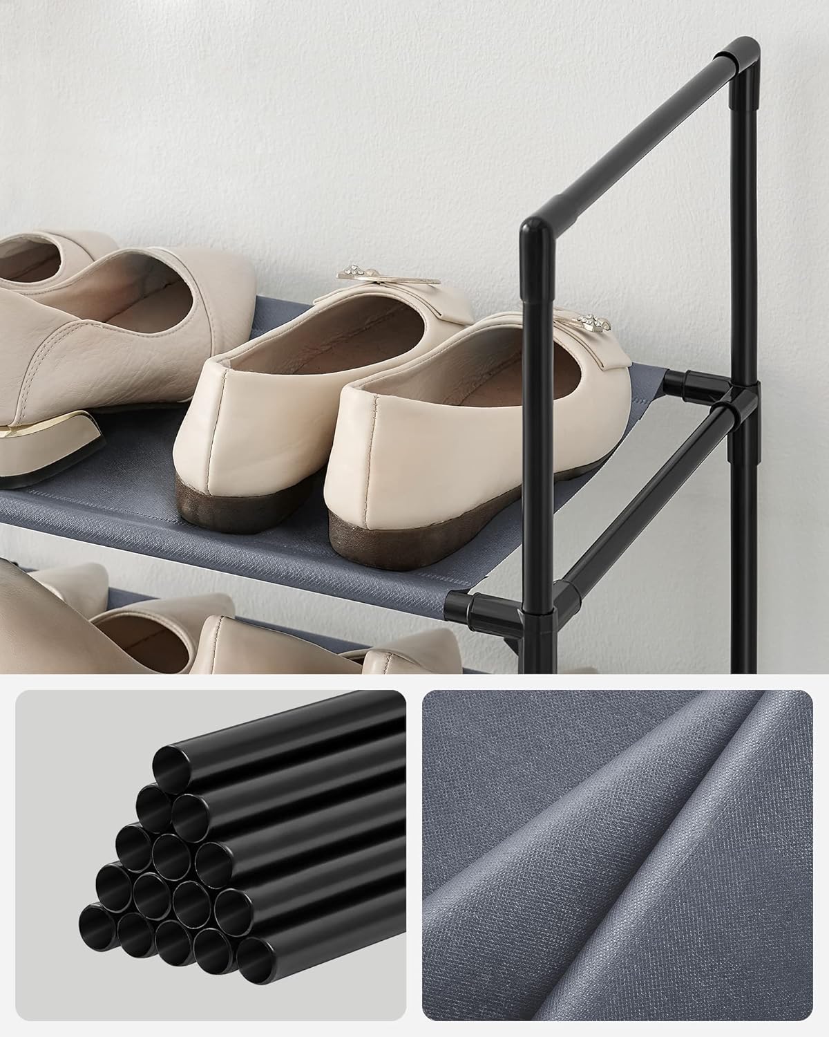 Schuhregal mit 10 Ebenen, Grau 10 Ebenen (33B cm)