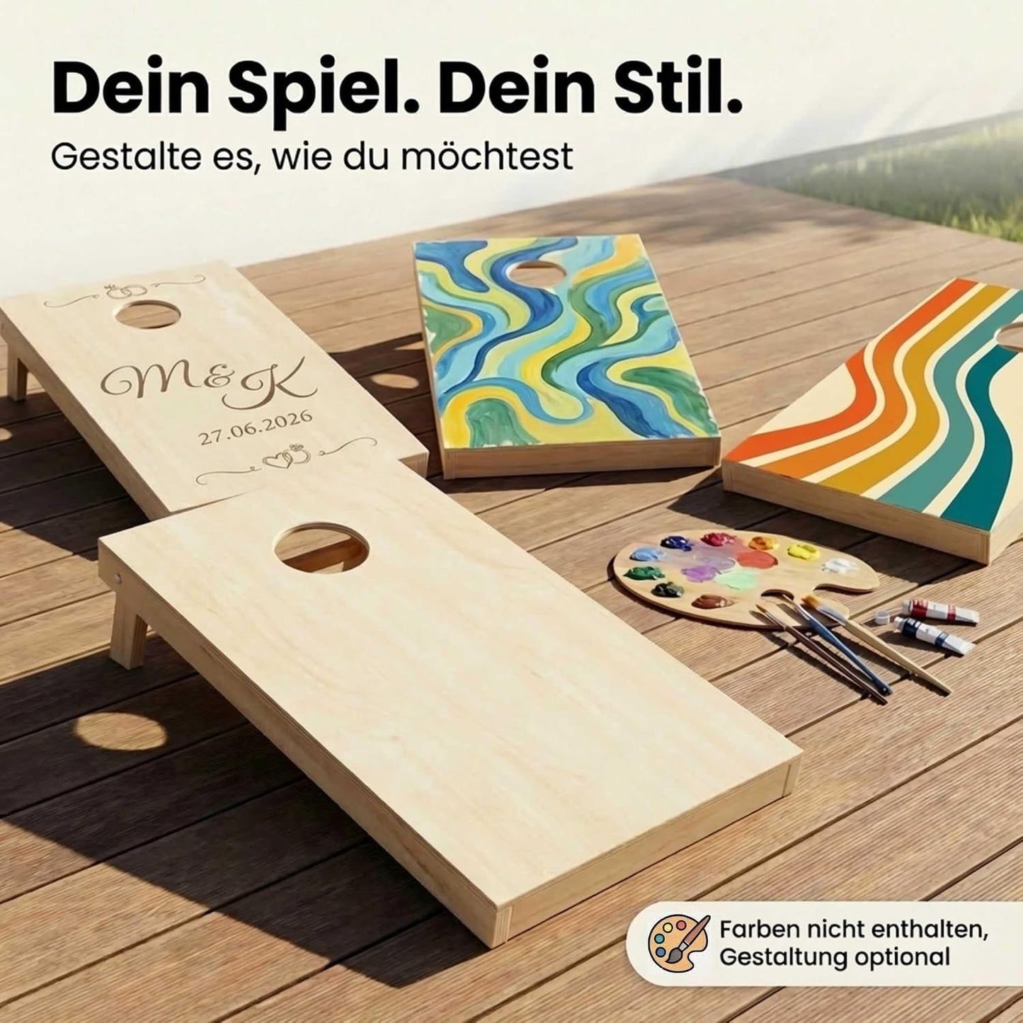Cornhole Wurfspielset mit Tasche und 8 Bags, 90x60 (inkl. Tragetasche)