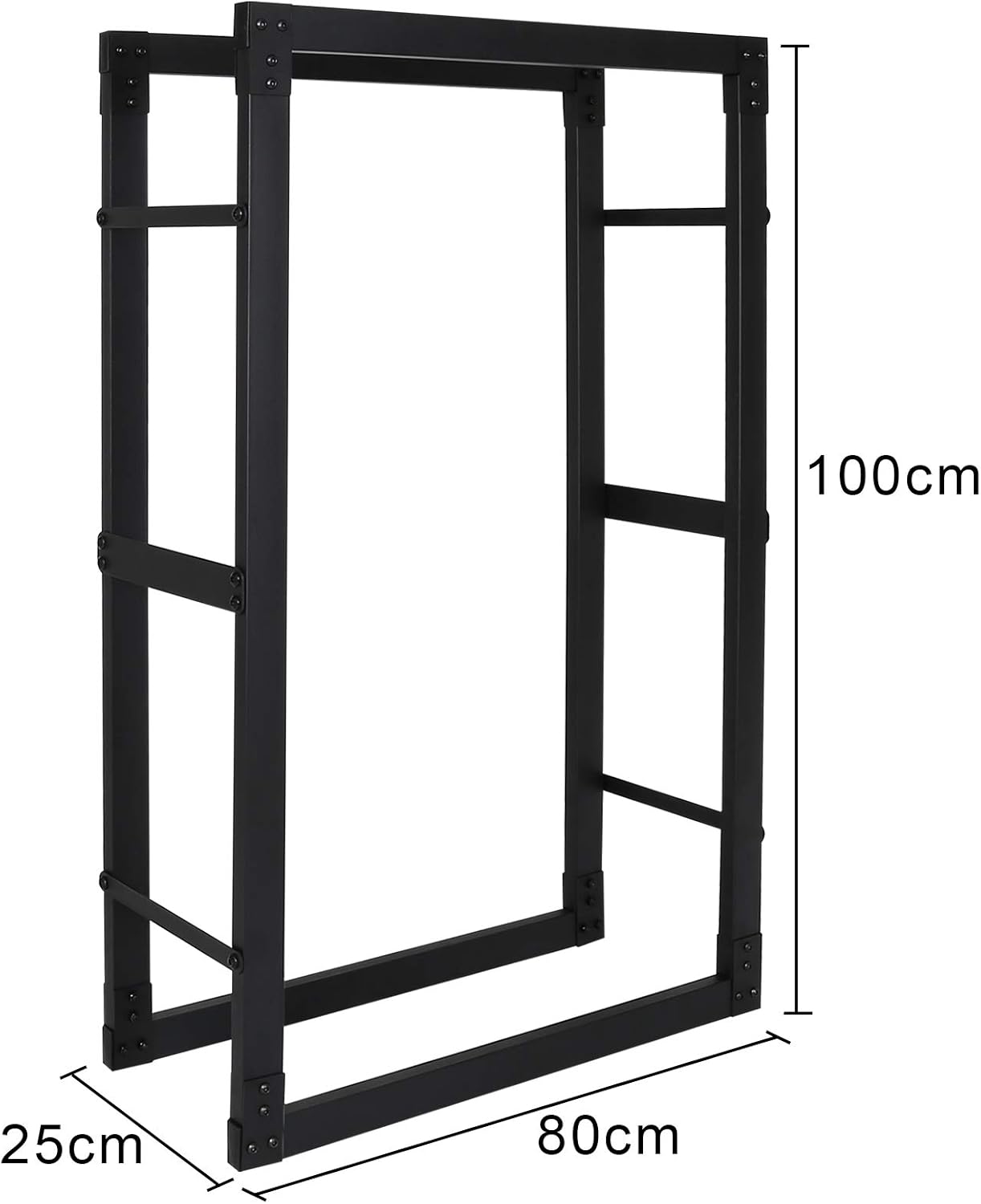 Kaminholzregal aus Metall, 25 x 80 x 100 CM