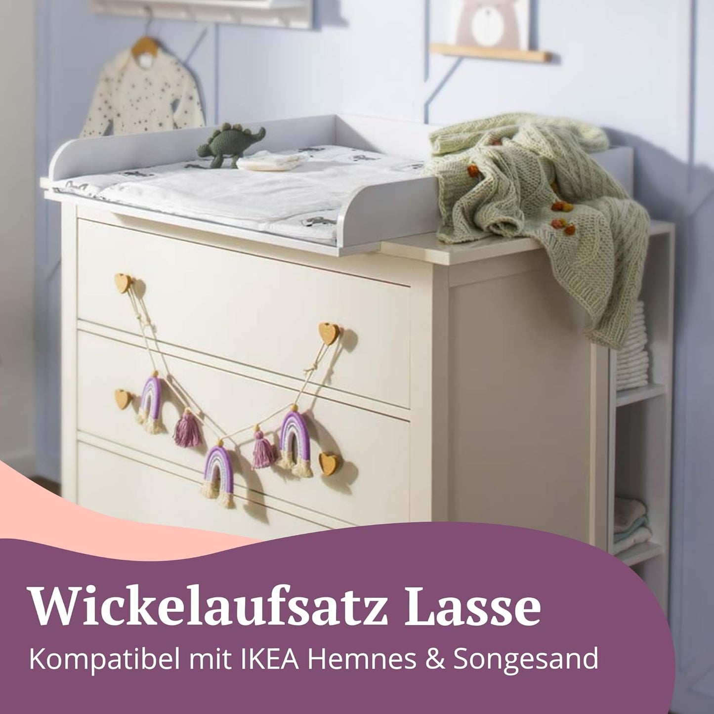 Wickelaufsatz Lasse für Hemnes und Songesand Kommoden, Weiß Holzstärke: 2cm