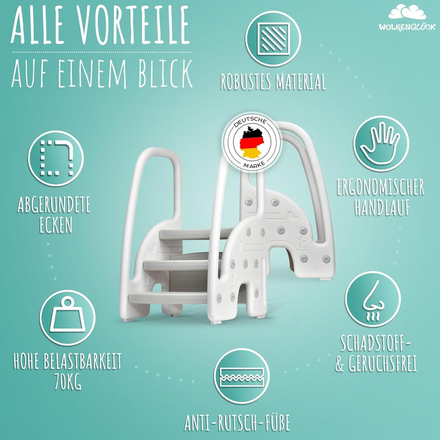Tritthocker für Kinder, Grau