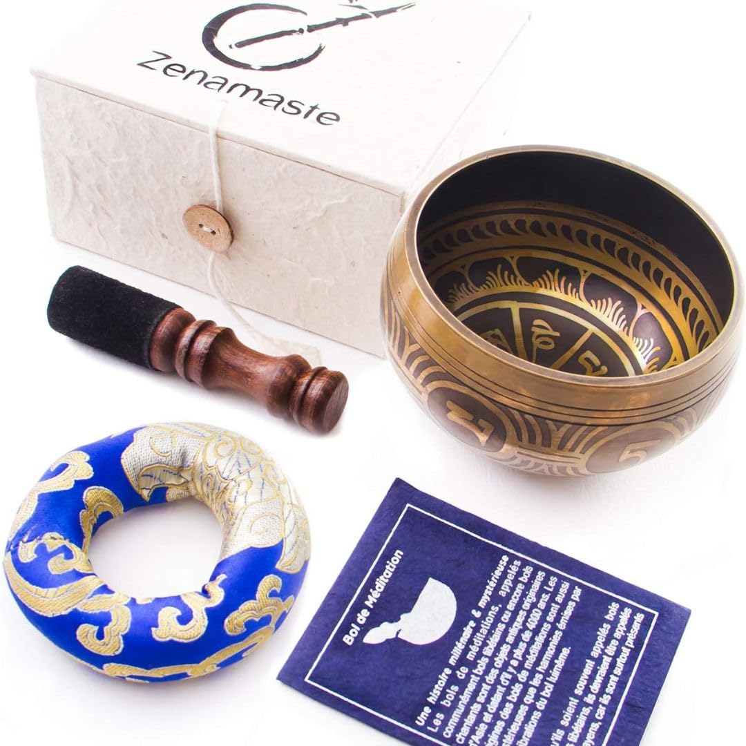 Meditationsschale mit Kissen und Holzhammer, Kleine Schüssel
