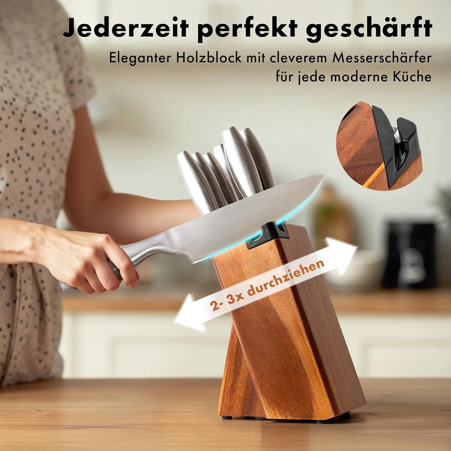 Profi Messerblock-Set mit integriertem Schärfer