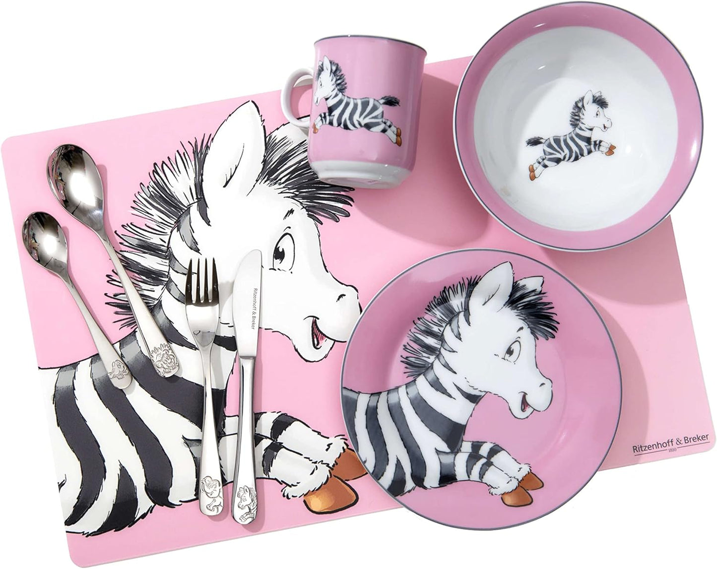3-teiliges Kindergeschirr-Set - Happy Zoo, Zebra Zoe