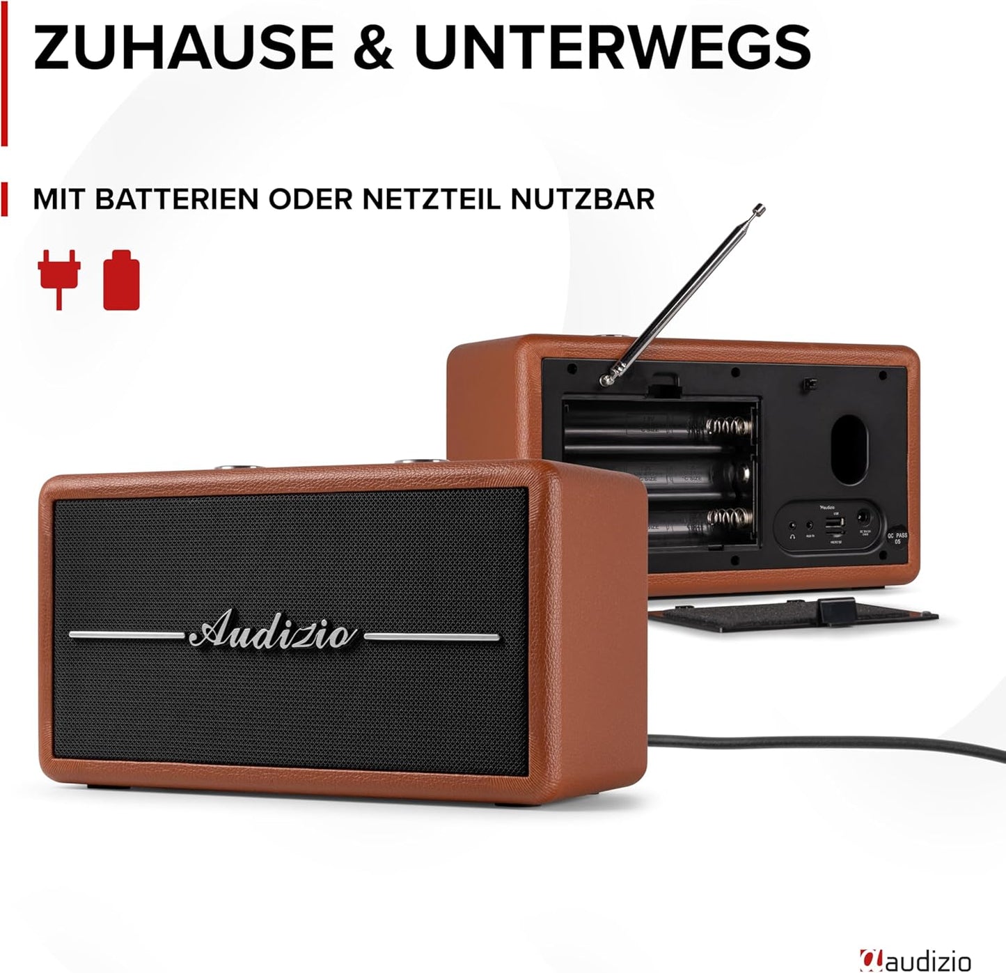 Leder Vintage DAB+ Radio, Braun