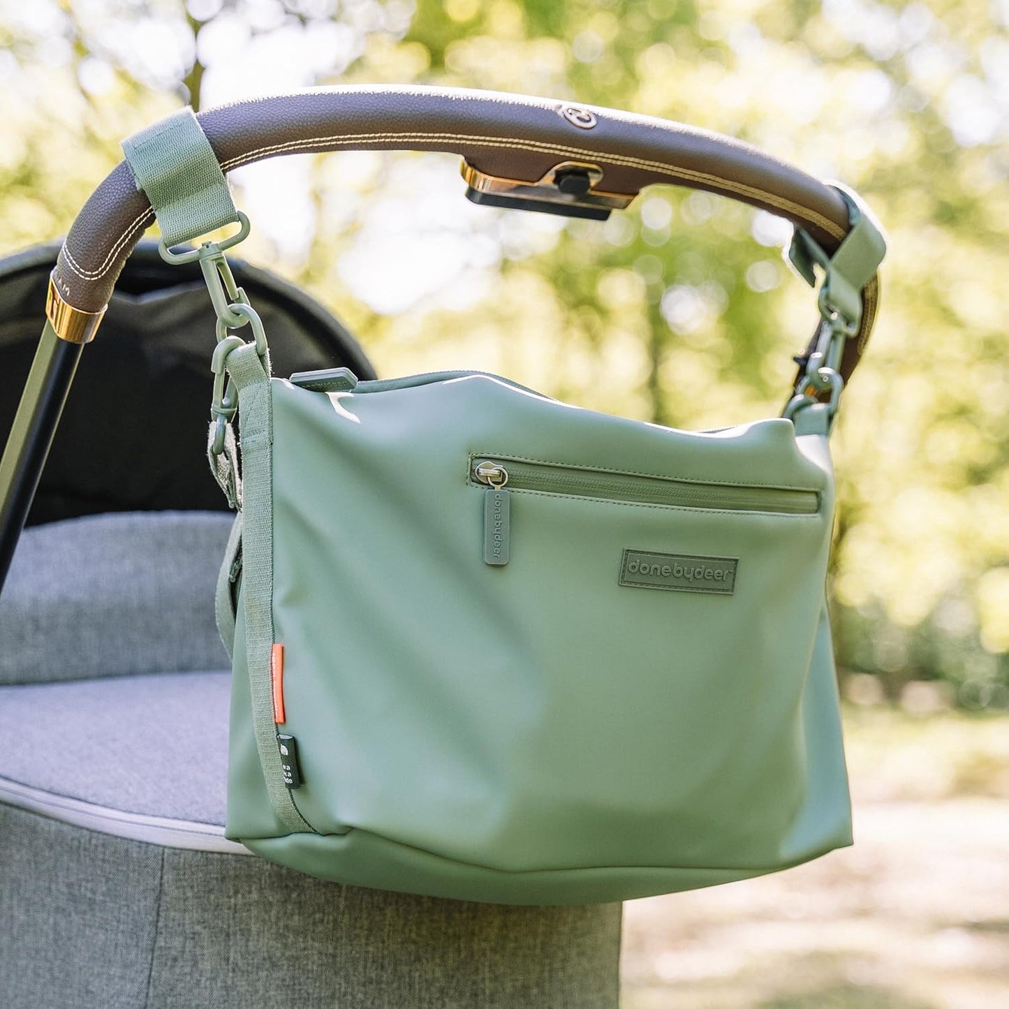 Kinderwagen-Wickeltasche mit Haken, verstellbar, 10L, Grün
