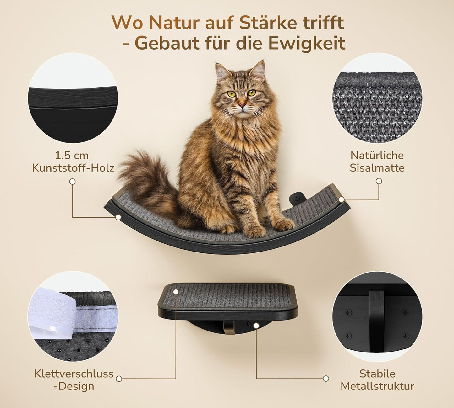 3er-Set Katzen-Kletterwand mit Treppen und Plattformen, Gray 2PC Pedal + 1PC Katze Wandregal